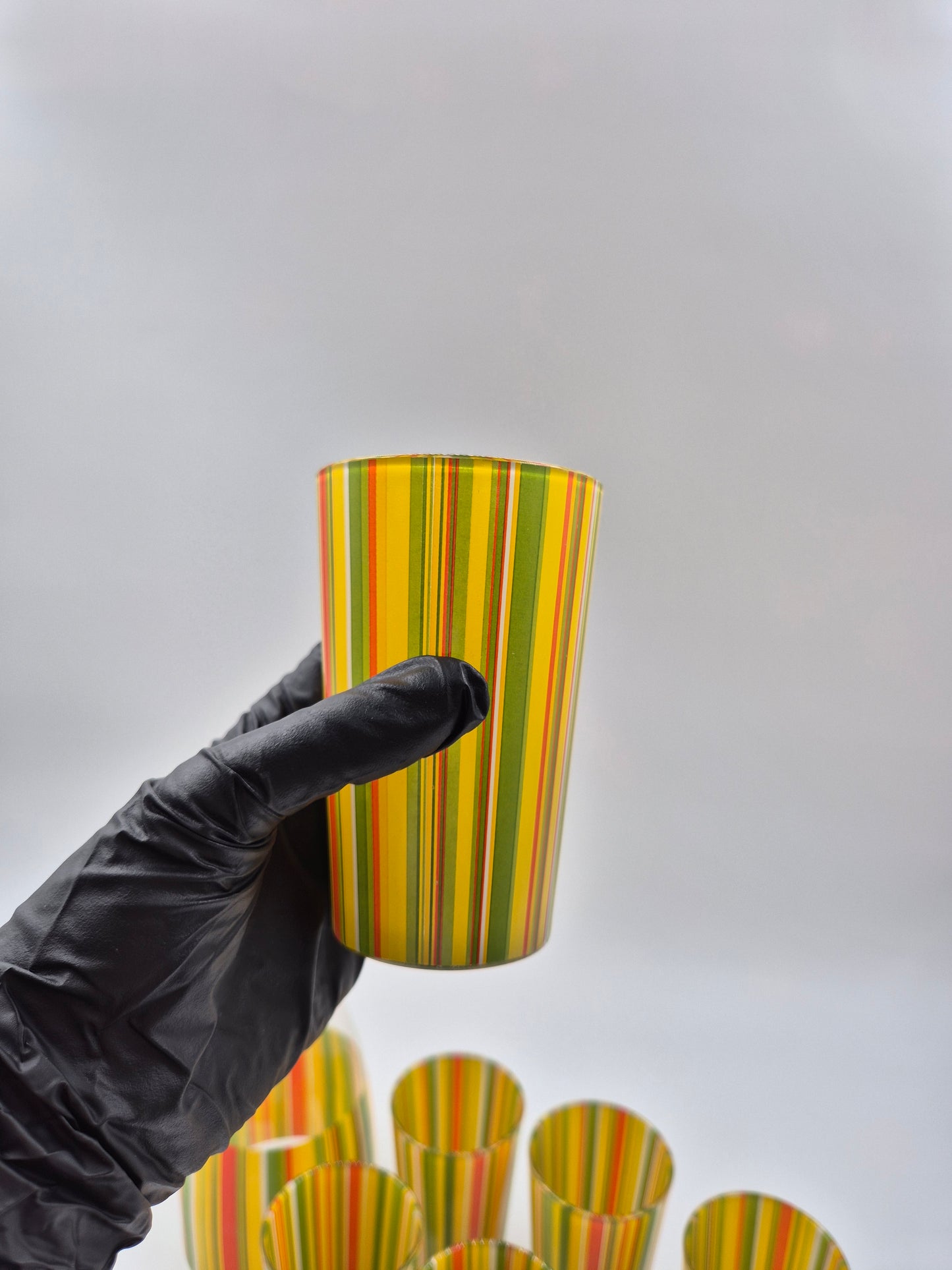 Hand-Painted Retro Glass Carafe Set with 6 Tumblers