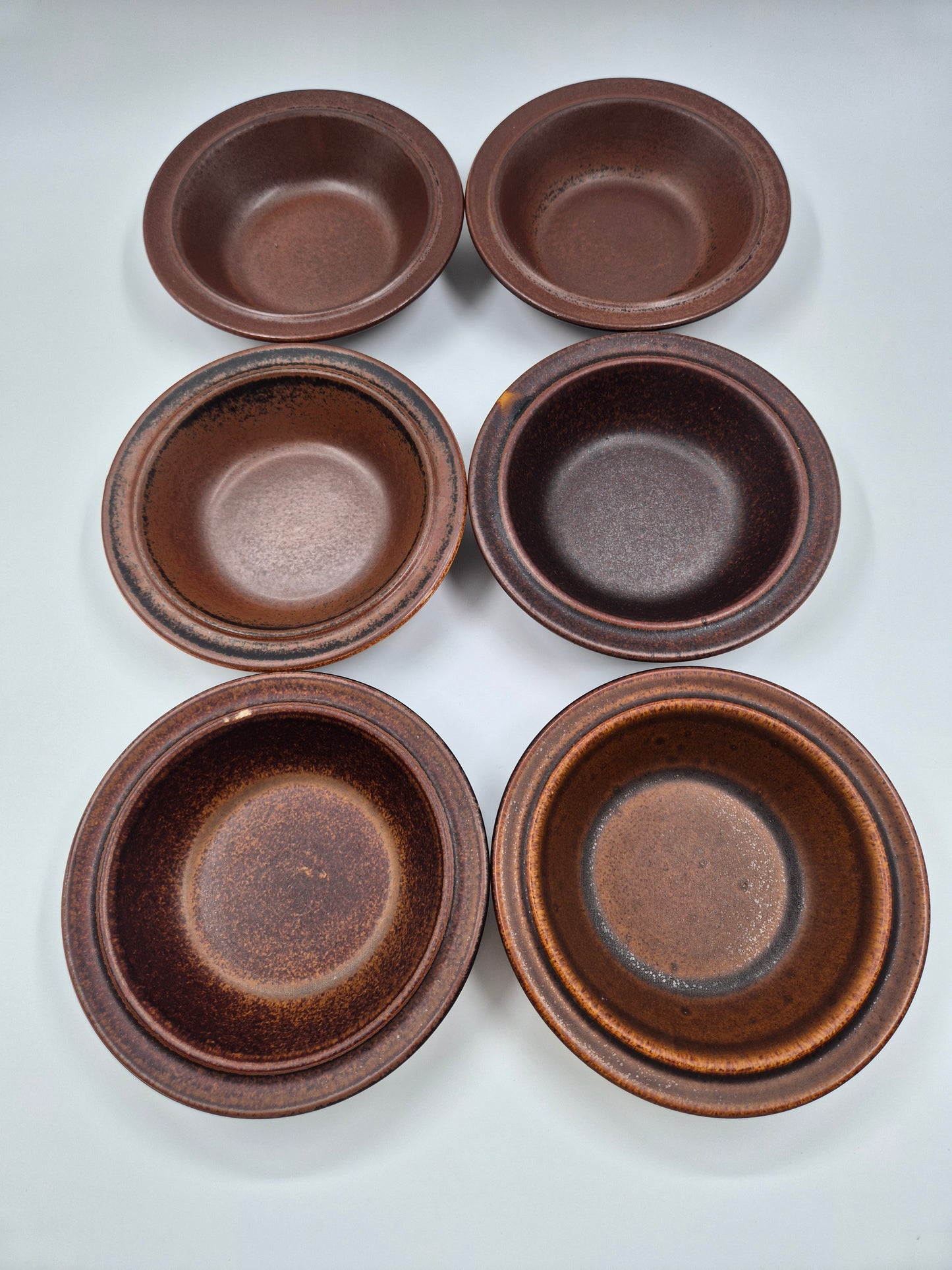 Set of 6 Arabia Ruska Deep Bowls – Finnish Vintage Brown Ceramic Bowls