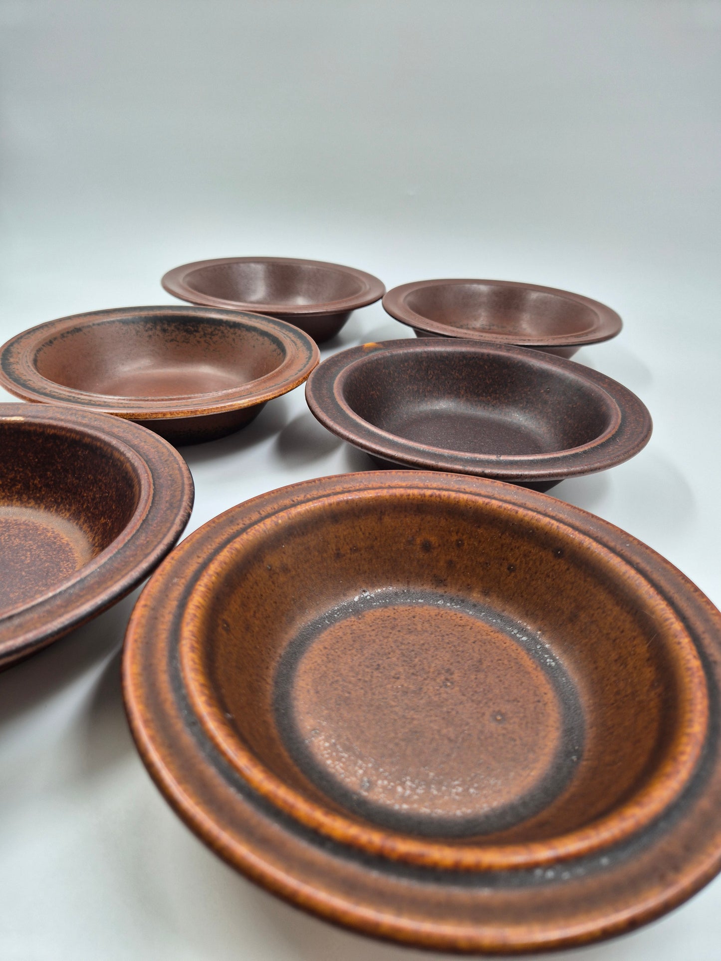 Set of 6 Arabia Ruska Deep Bowls – Finnish Vintage Brown Ceramic Bowls
