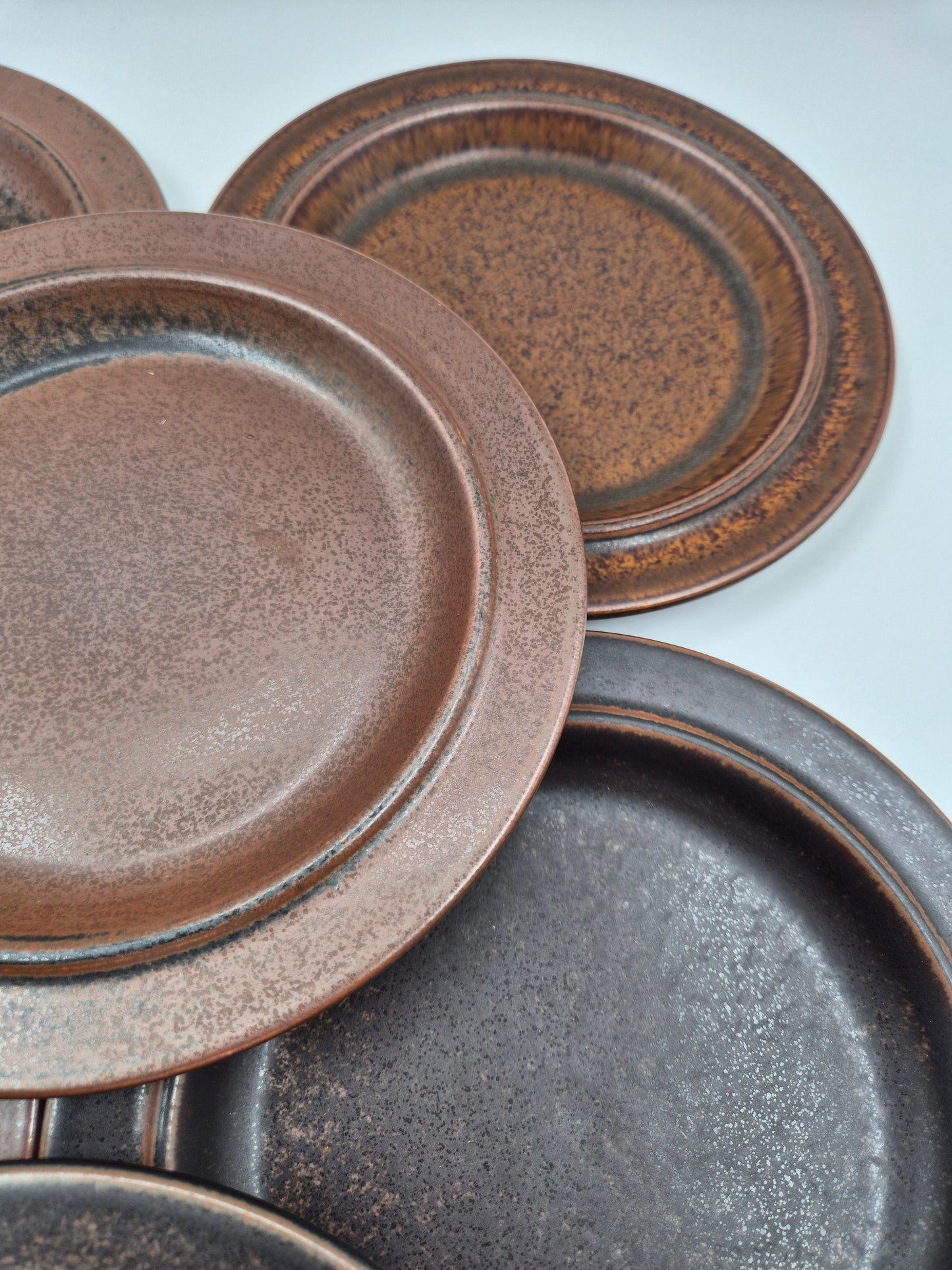 Arabia Ruska Plates Set of 8 – Finnish Vintage Brown Ceramic Dinner Plates