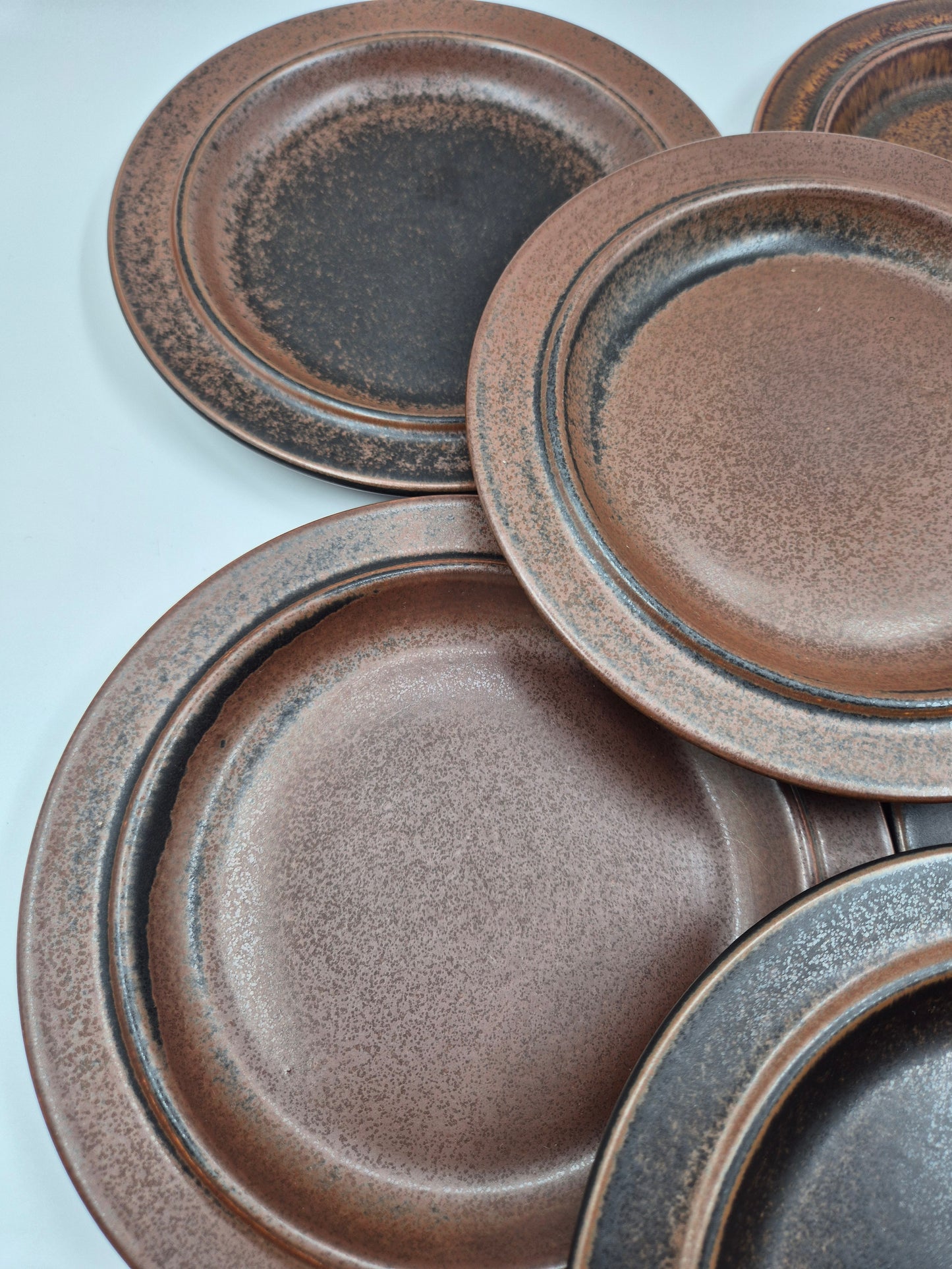 Arabia Ruska Plates Set of 8 – Finnish Vintage Brown Ceramic Dinner Plates