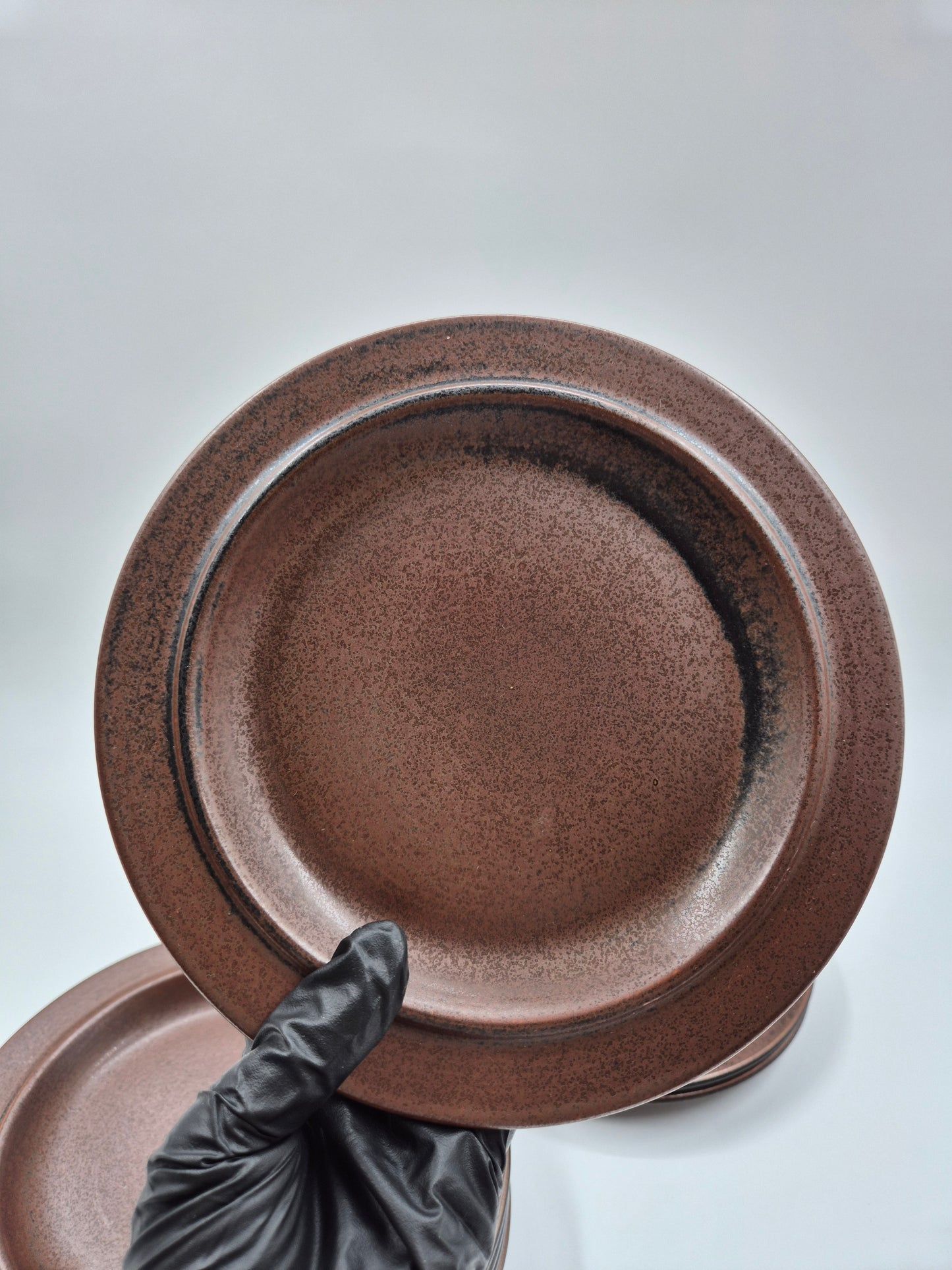 Arabia Ruska Plates Set of 8 – Finnish Vintage Brown Ceramic Dinner Plates