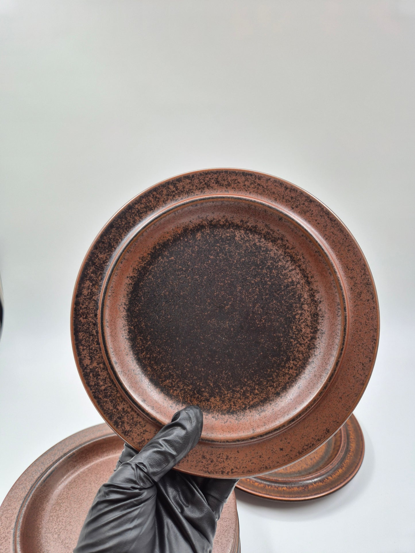 Arabia Ruska Plates Set of 8 – Finnish Vintage Brown Ceramic Dinner Plates