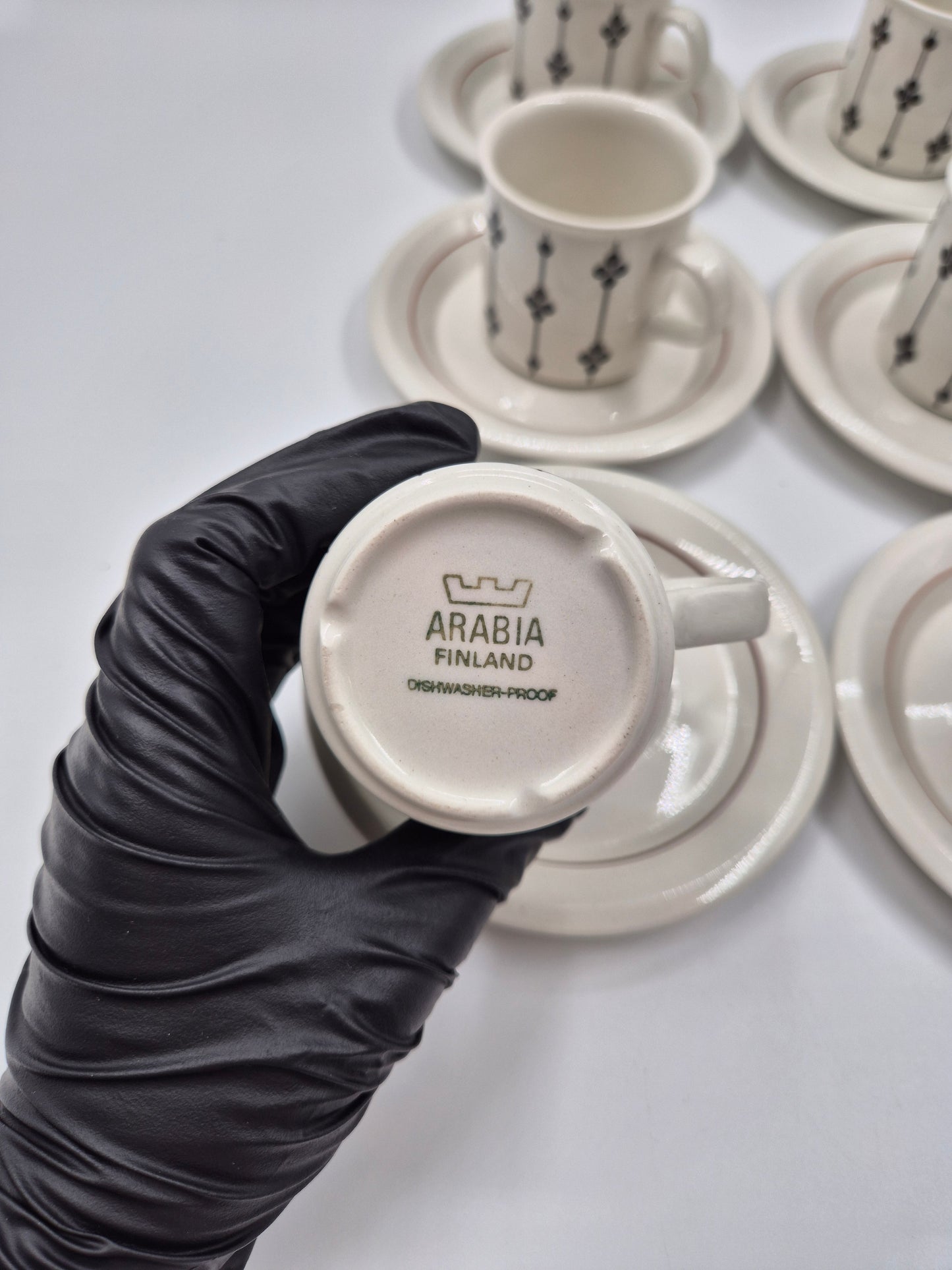 Set of 6 Rare Finnish Vintage Arabia Kartano Espresso Cups