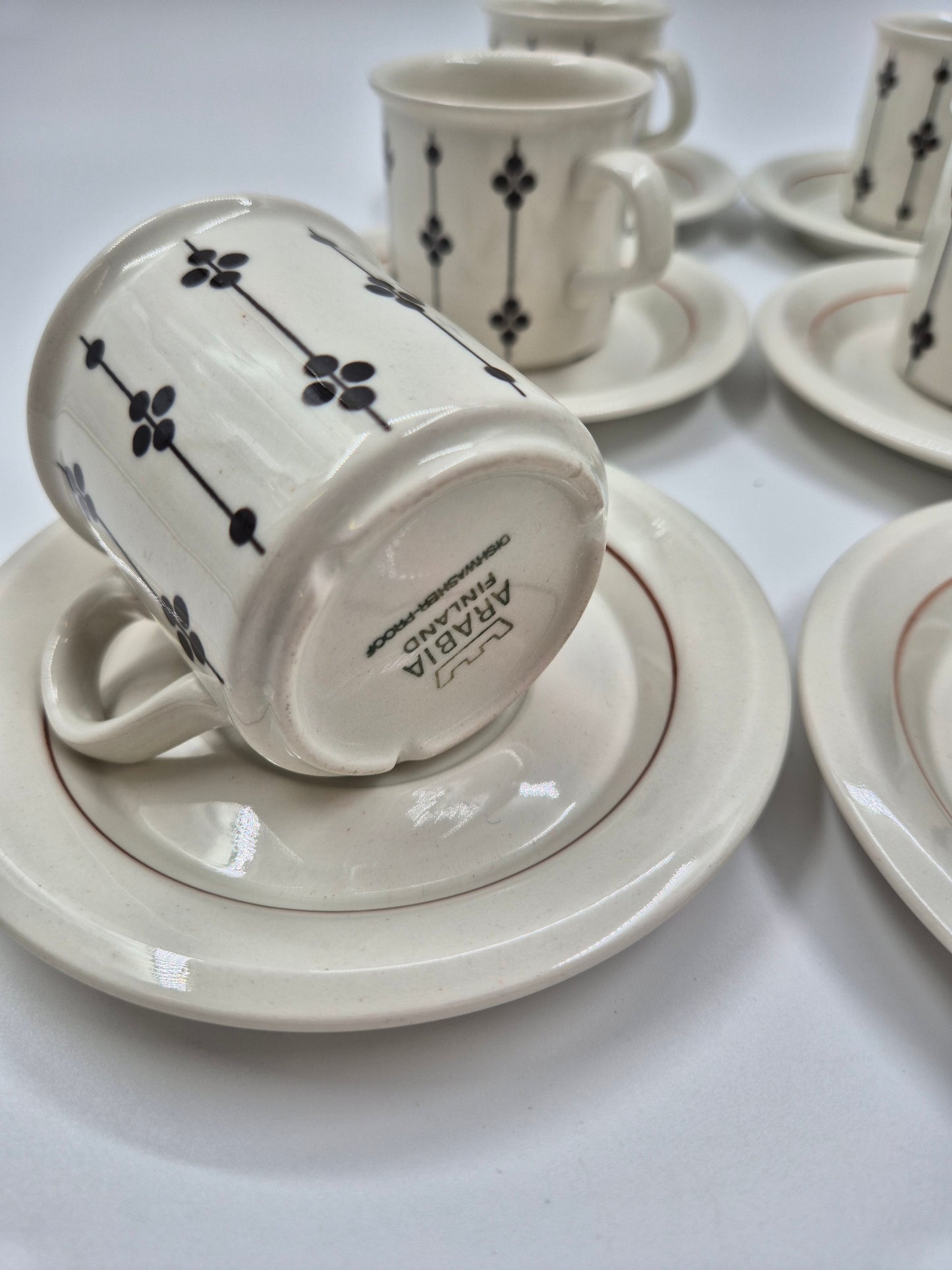 Set of 6 Rare Finnish Vintage Arabia Kartano Espresso Cups