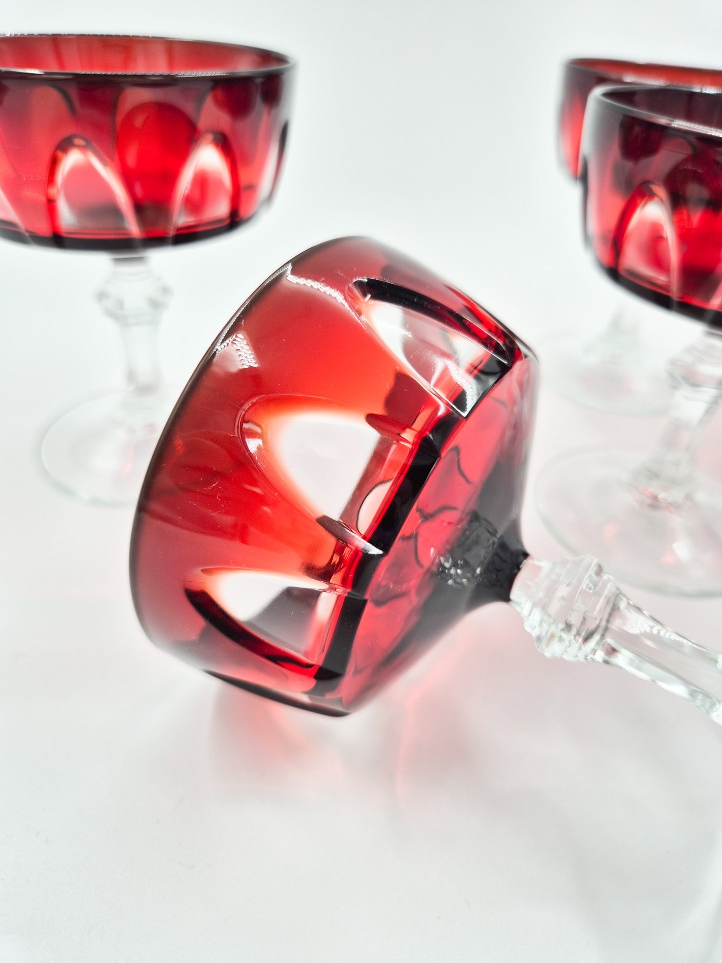 Set of 5 Luminarc Rubilux Ruby Red Coupe Glasses