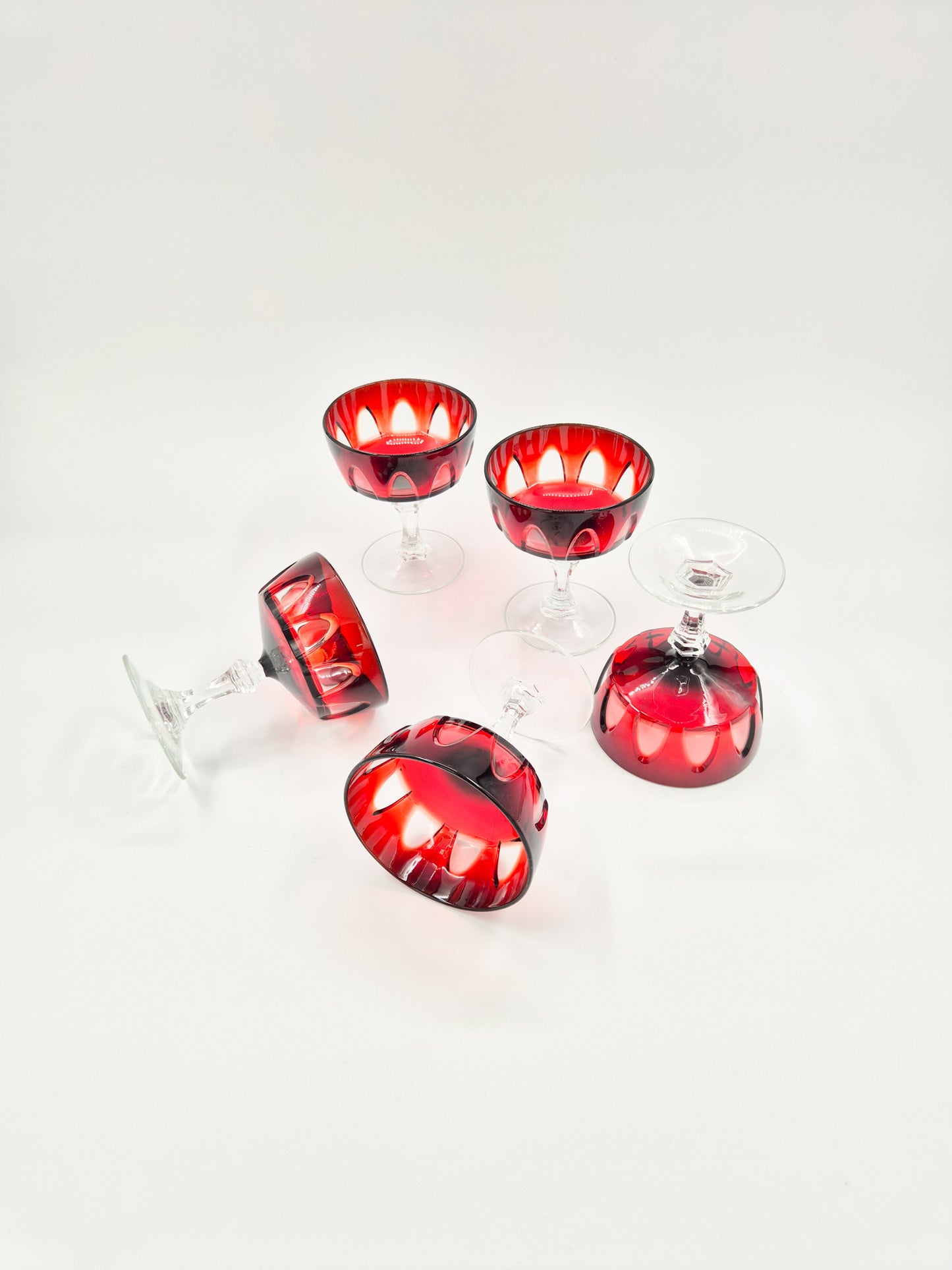Set of 5 Luminarc Rubilux Ruby Red Coupe Glasses