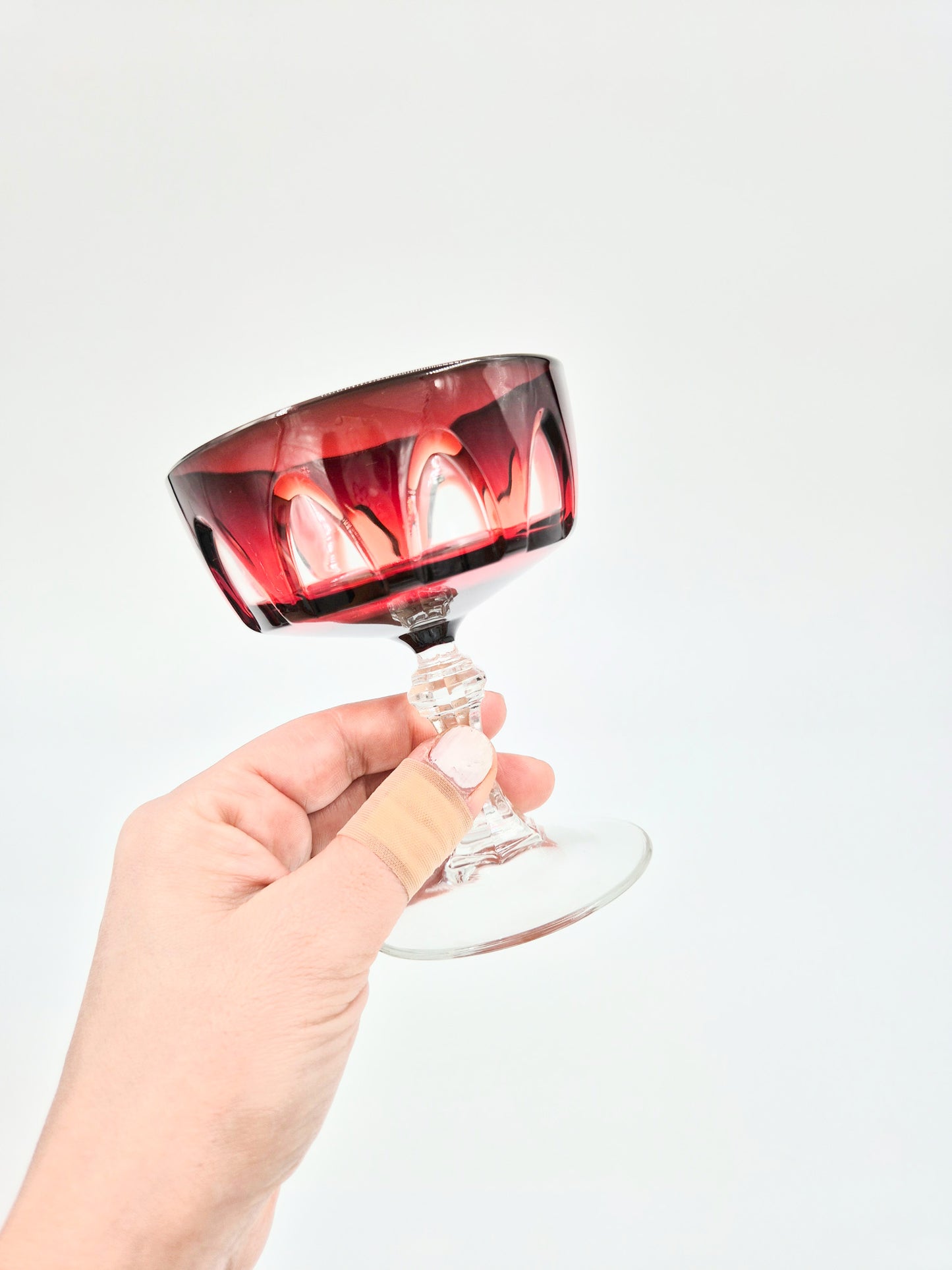 Set of 5 Luminarc Rubilux Ruby Red Coupe Glasses