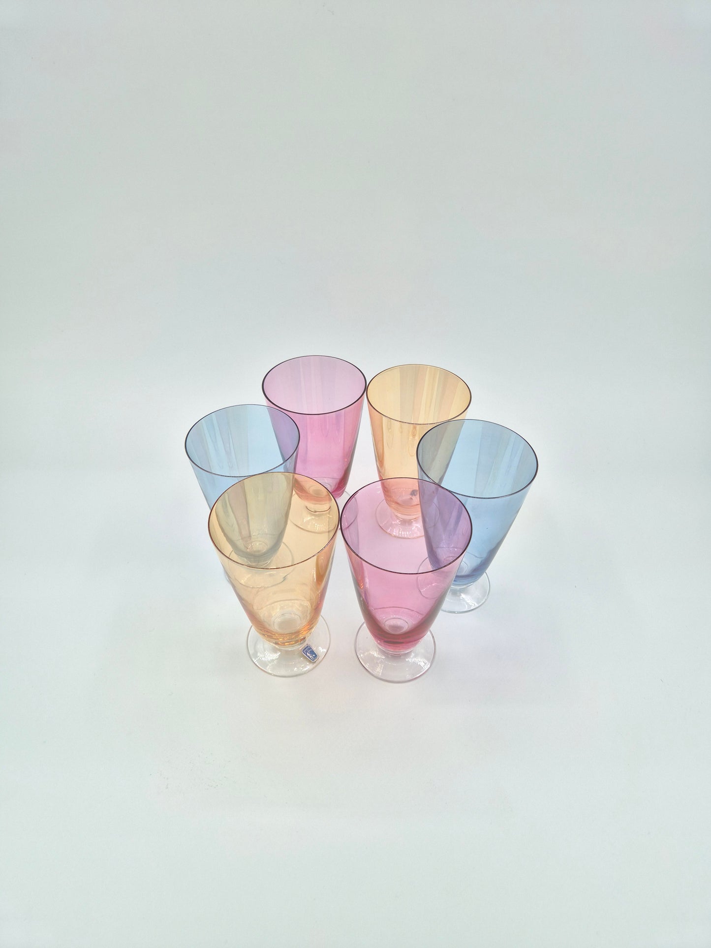Set of 6 Johansfors Sweden Colored Glasses