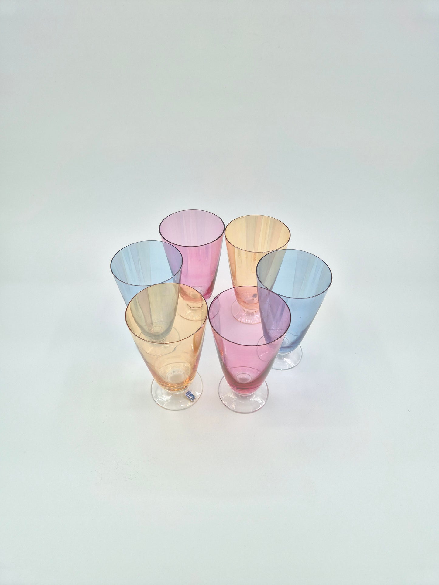 Set of 6 Johansfors Sweden Colored Glasses