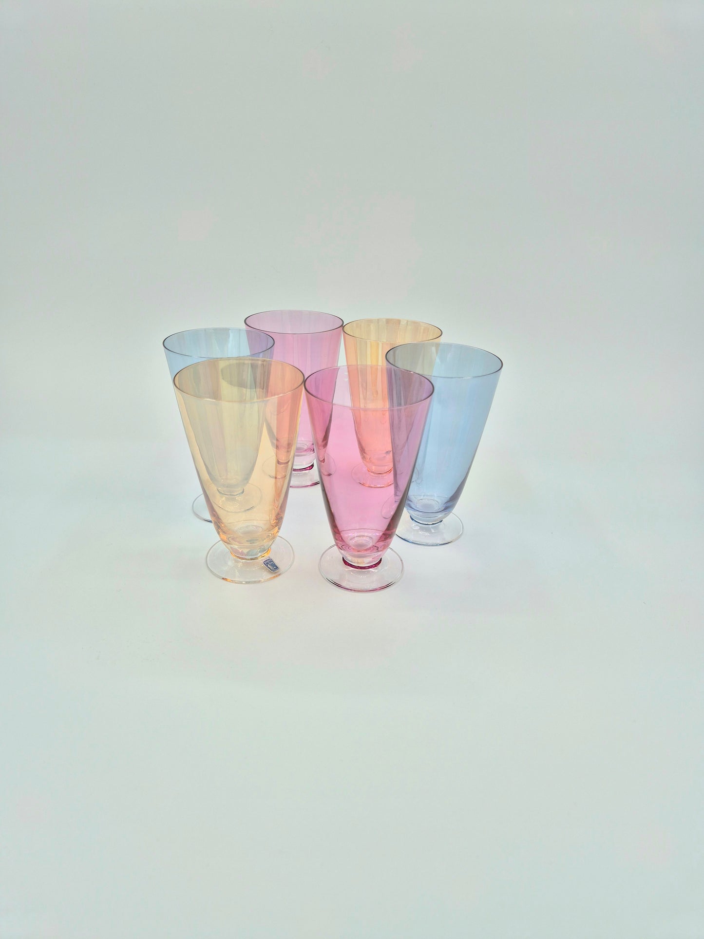 Set of 6 Johansfors Sweden Colored Glasses