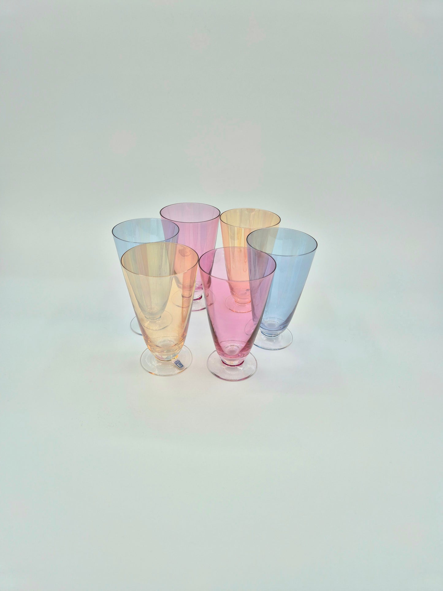 Set of 6 Johansfors Sweden Colored Glasses