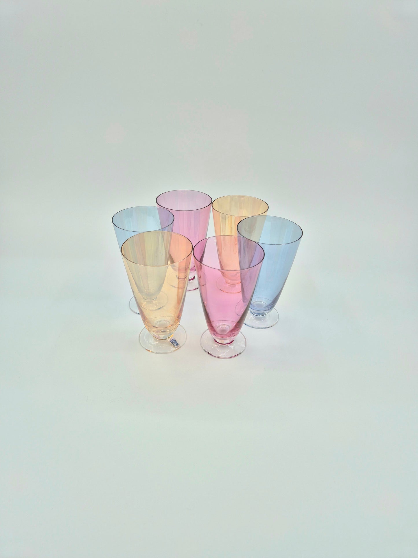 Set of 6 Johansfors Sweden Colored Glasses