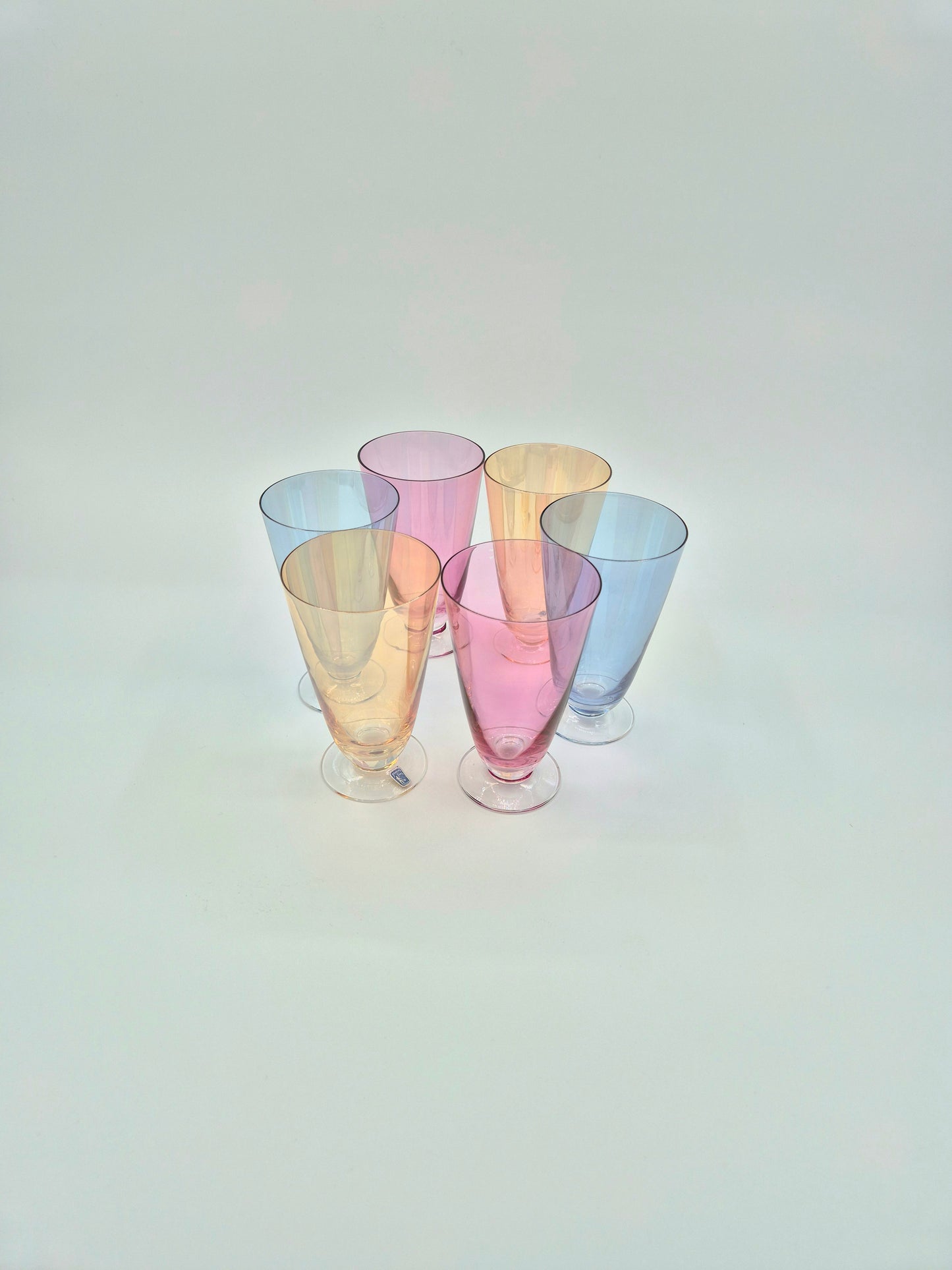 Set of 6 Johansfors Sweden Colored Glasses