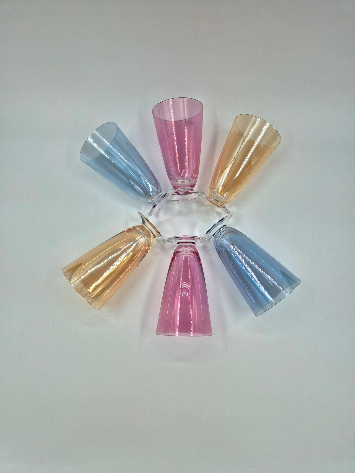 Set of 6 Johansfors Sweden Colored Glasses