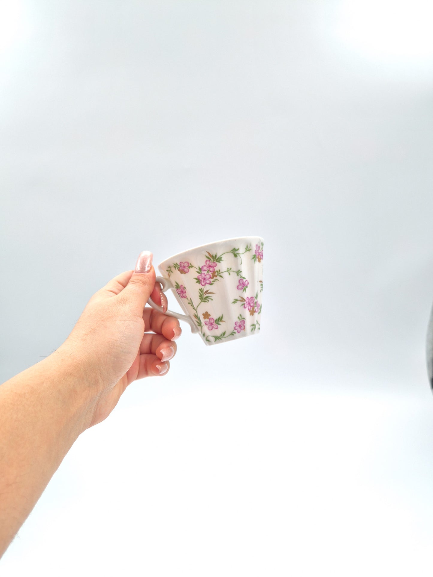 Lomonosov Porcelain Cup & Saucer Pink Floral Gold Trim