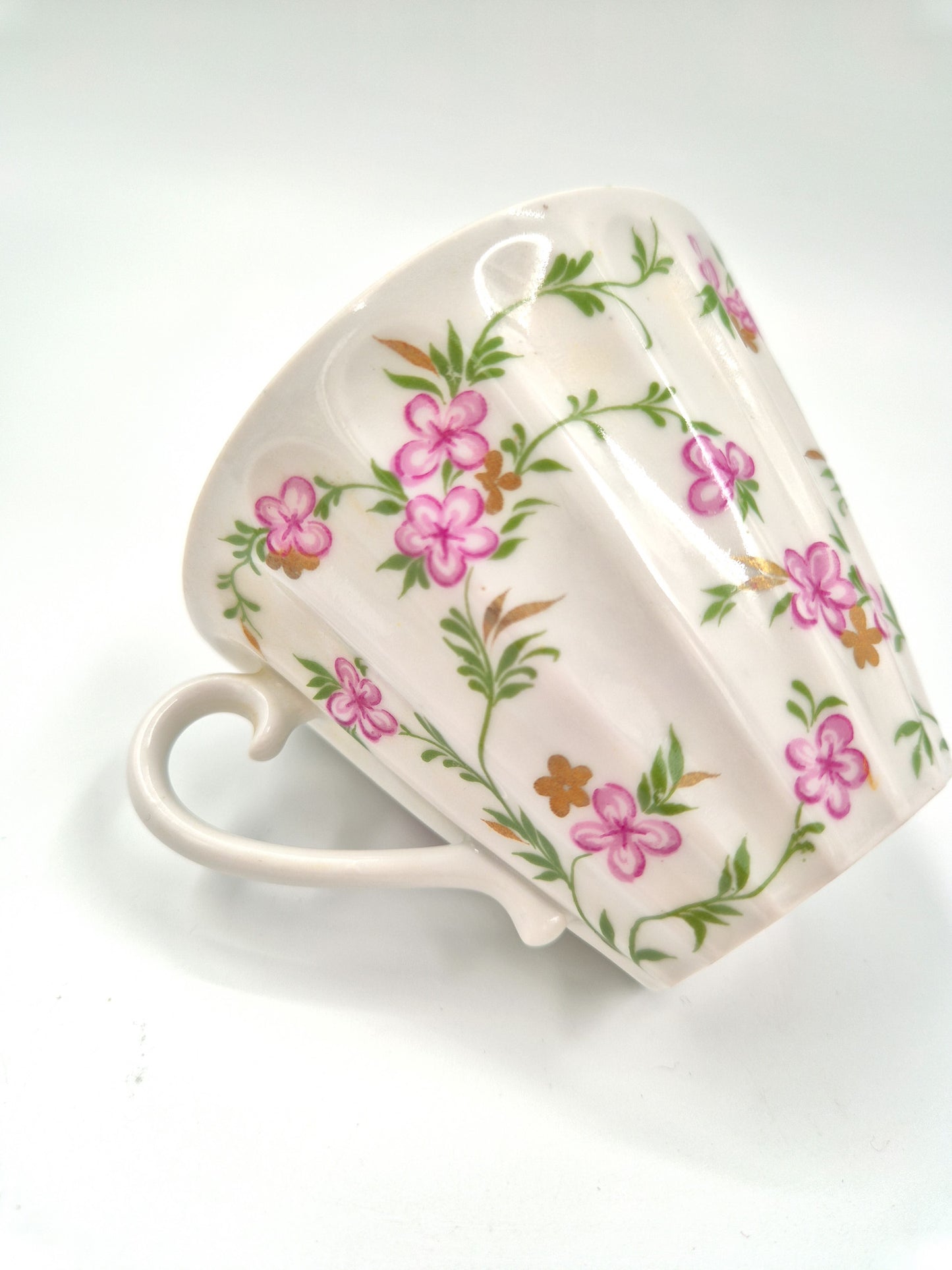 Lomonosov Porcelain Cup & Saucer Pink Floral Gold Trim