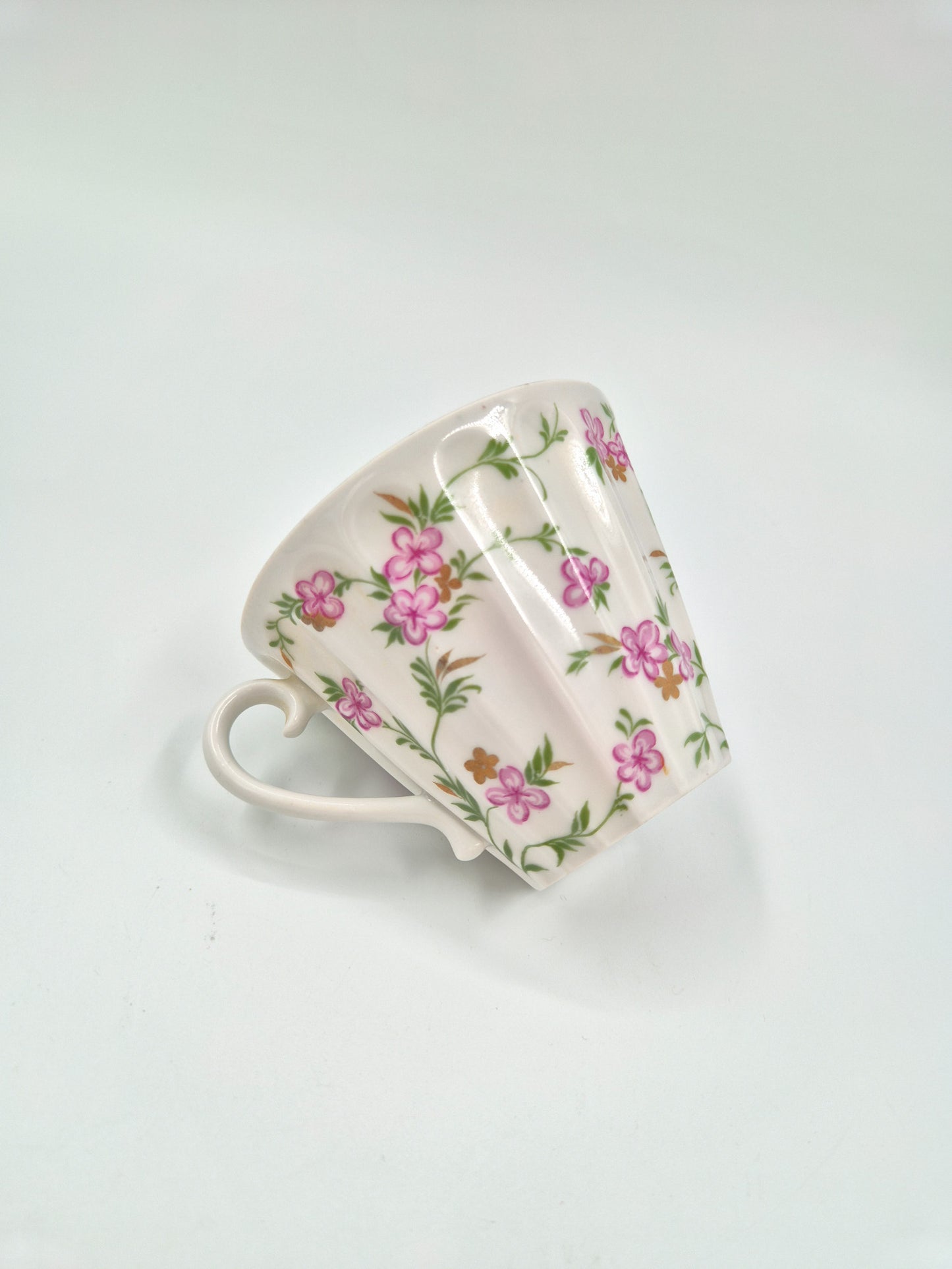 Lomonosov Porcelain Cup & Saucer Pink Floral Gold Trim
