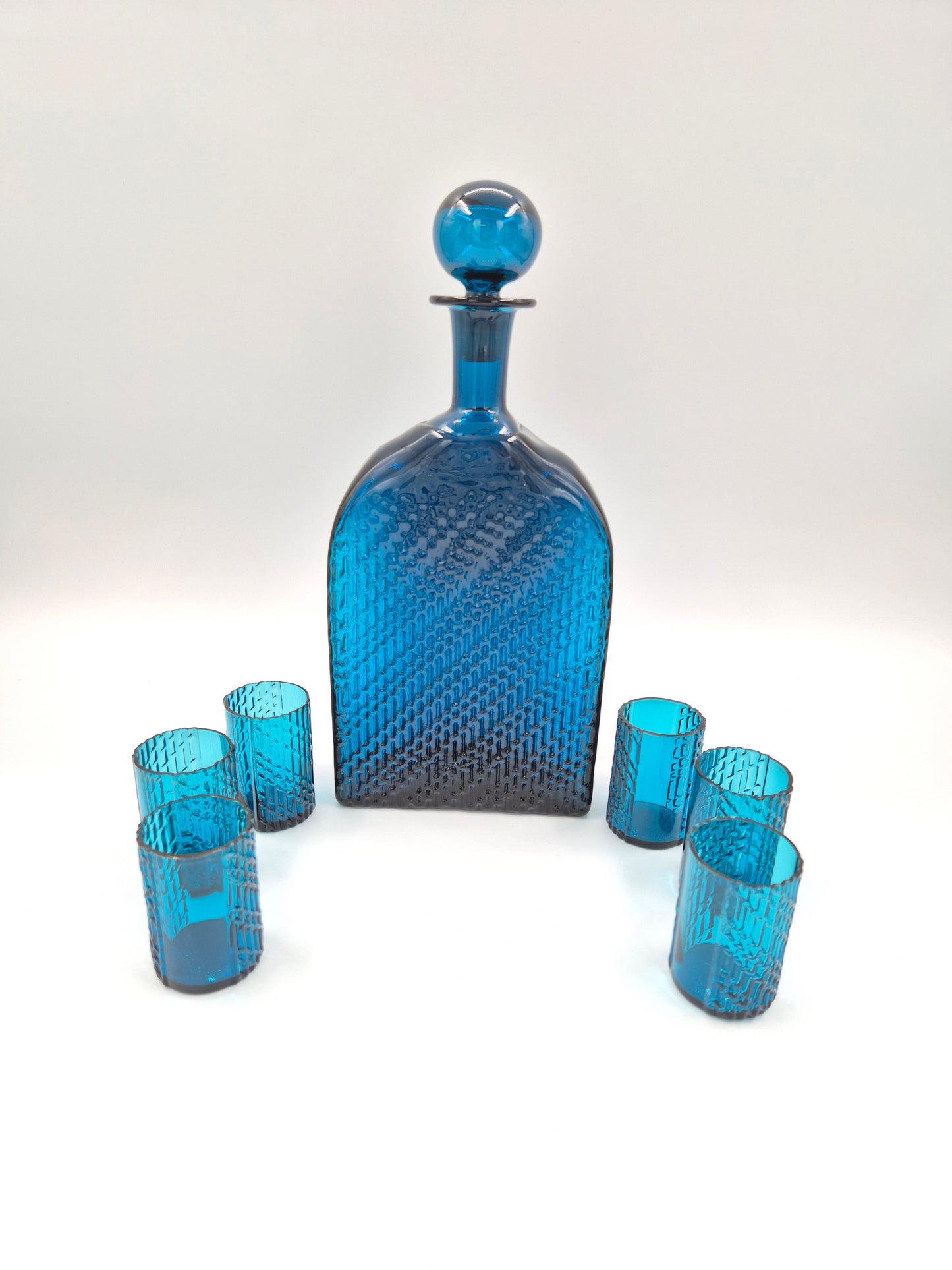 Nanny Still Flindari Decanter Set Blue Carafe + 6 Glasses, Riihimäen Lasi