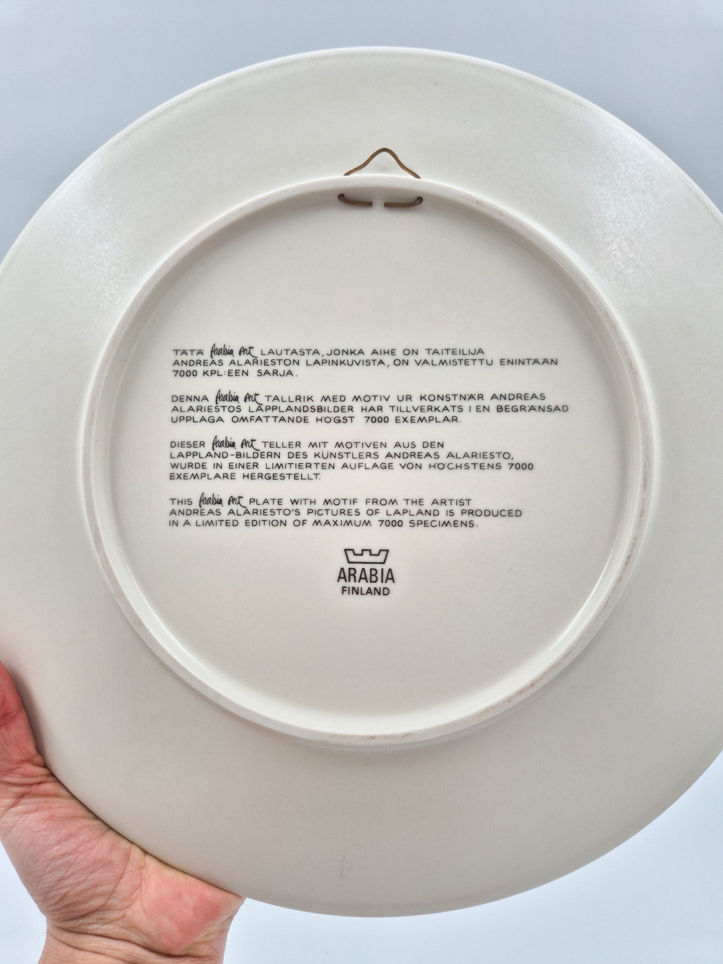 Arabia Finland 1982 Andreas Alariesto Lapland Wall Plate – Limited Edition 7000