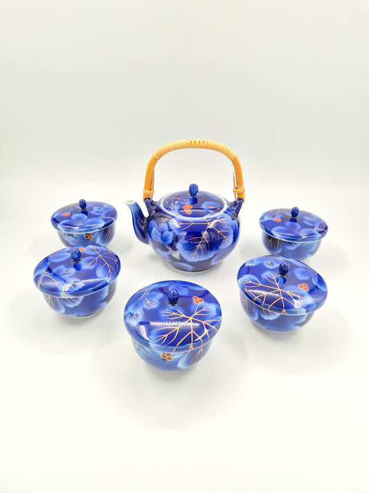Japanese Fukagawa Seiji Porcelain Tea Set – Teapot with 5 Cups