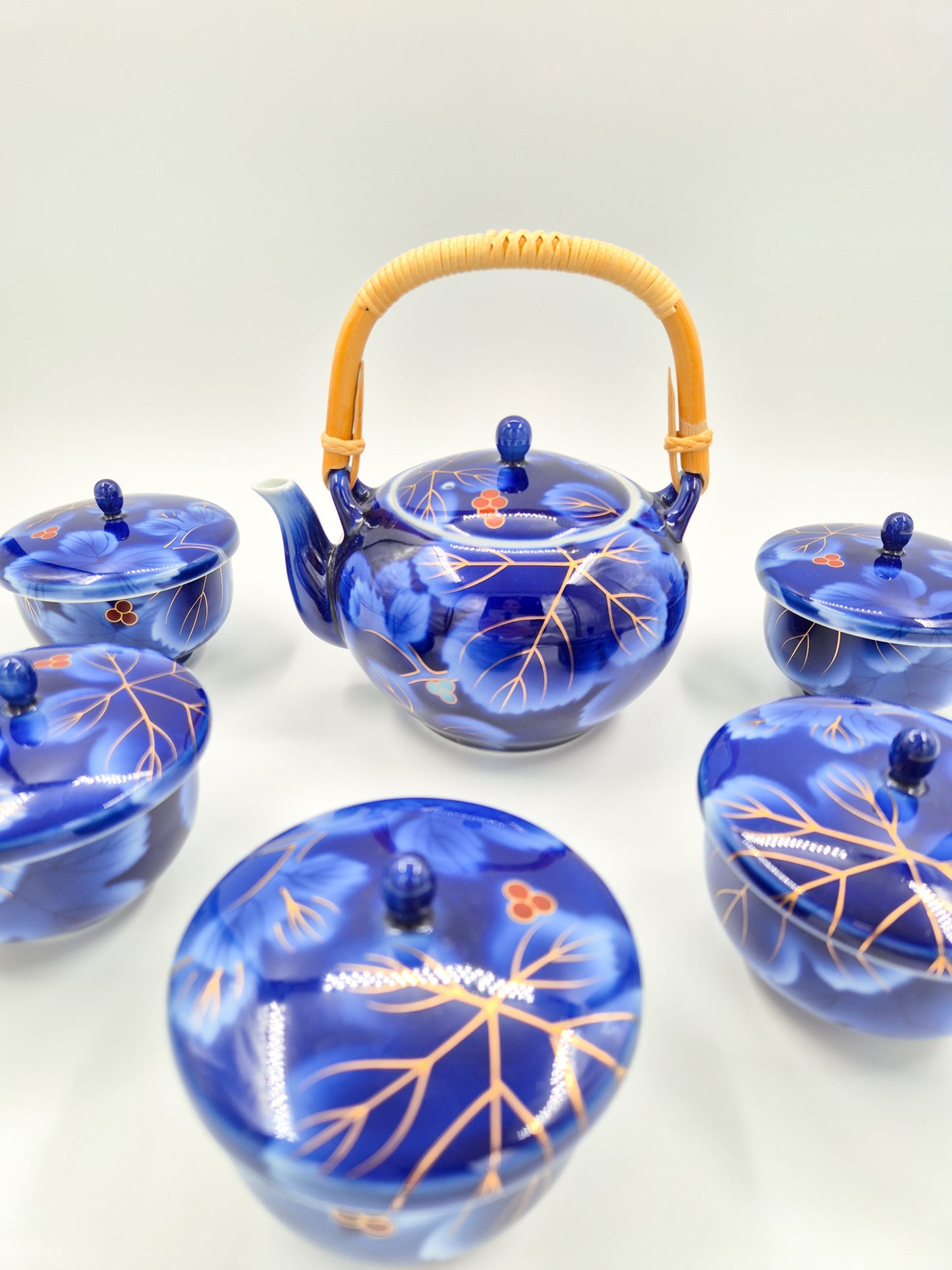 Japanese Fukagawa Seiji Porcelain Tea Set – Teapot with 5 Cups