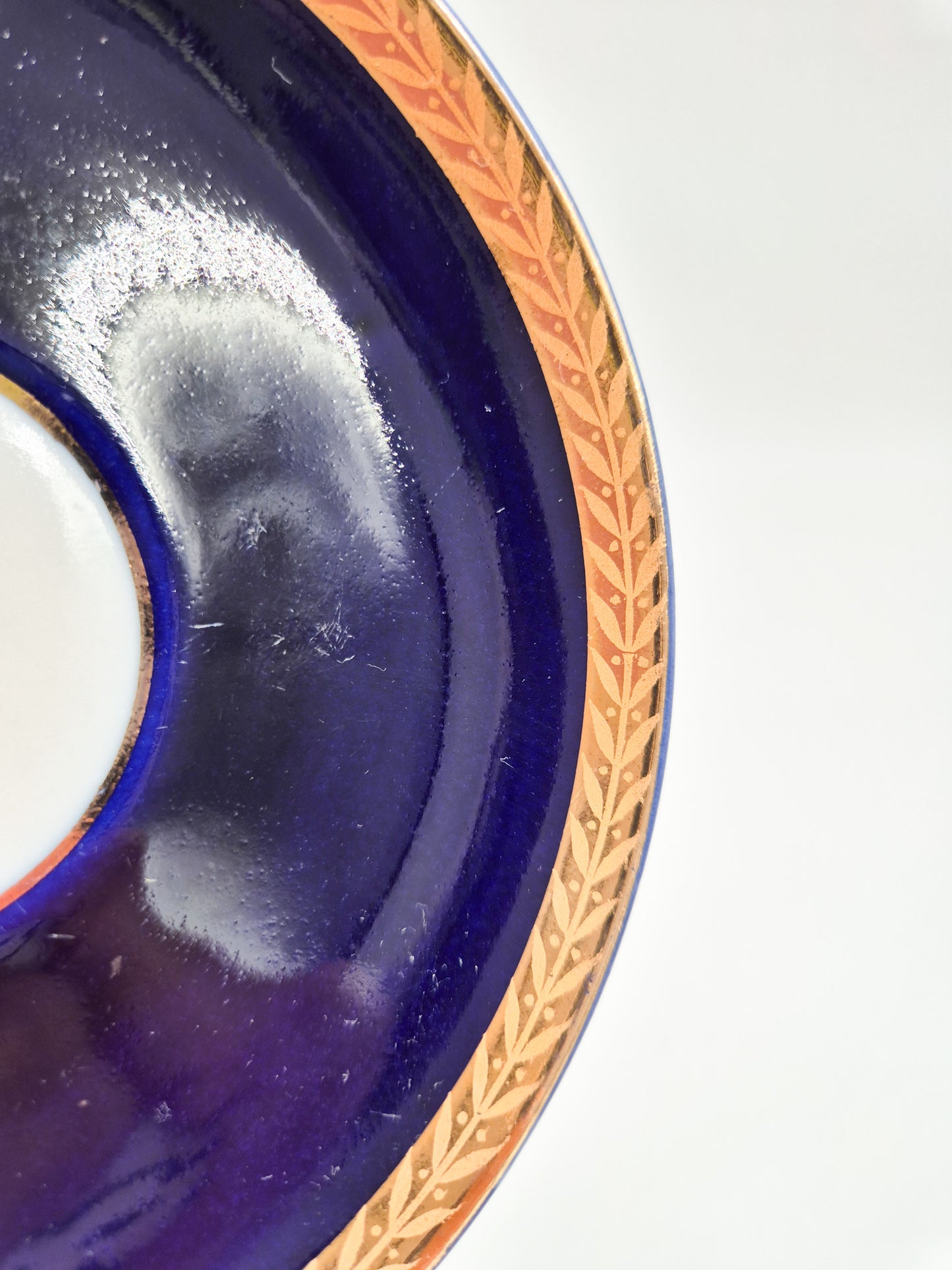 Set of 4 Lomonosov Cobalt Blue Cup & Saucer -  Gold Floral USSR Vintage