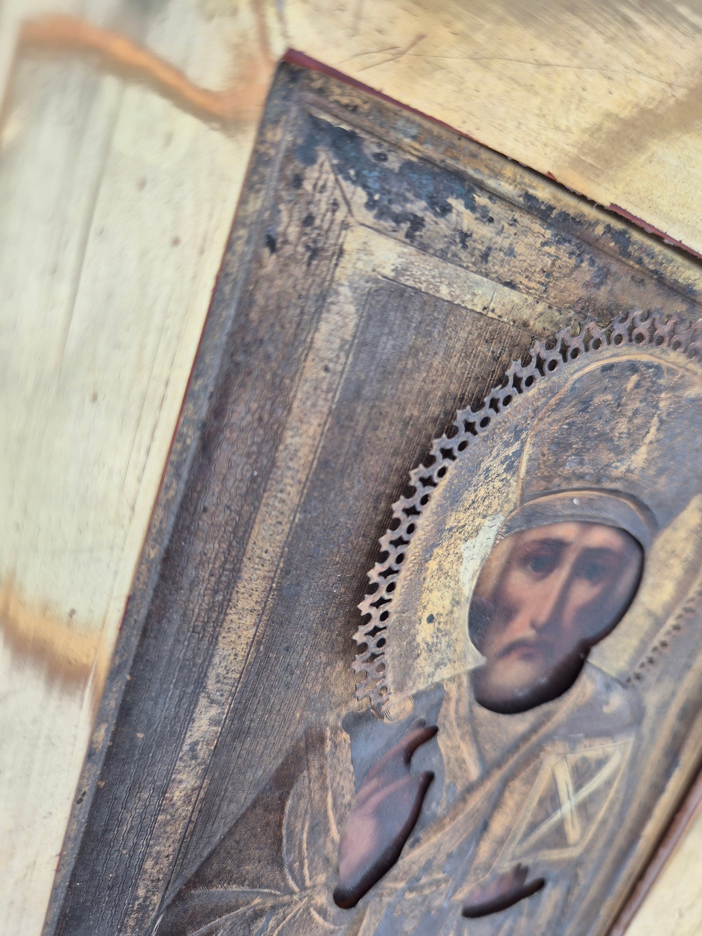Antique Orthodox Icon – Saint Nicholas – Wooden Travel Case – Late 19th / Early 20th Century