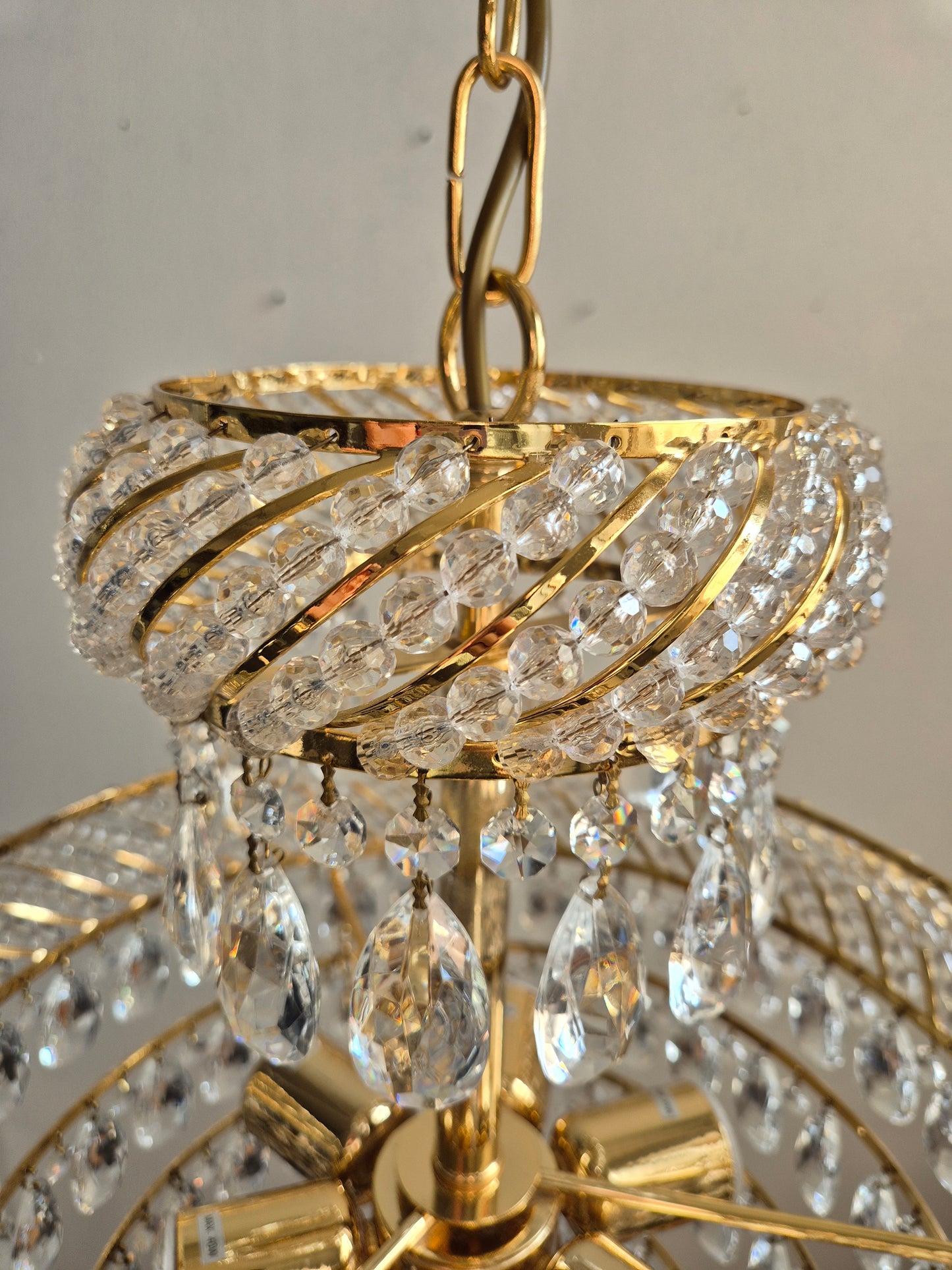 Vintage Gold Prism Chandelier Ceiling Light