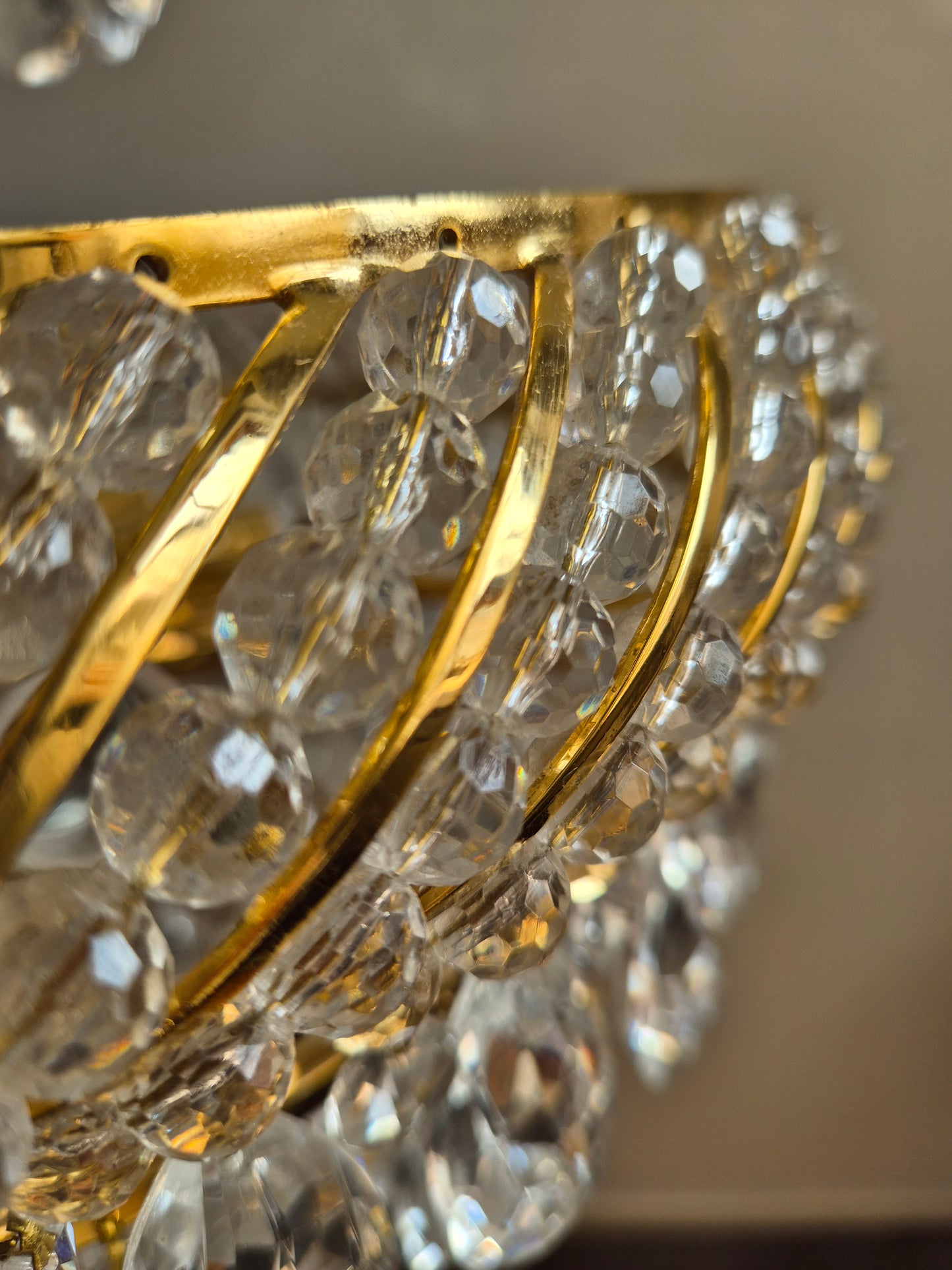 Vintage Gold Prism Chandelier Ceiling Light