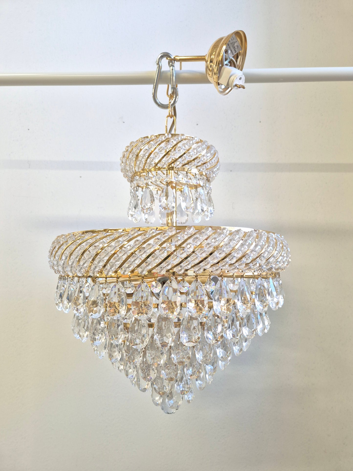 Vintage Gold Prism Chandelier Ceiling Light