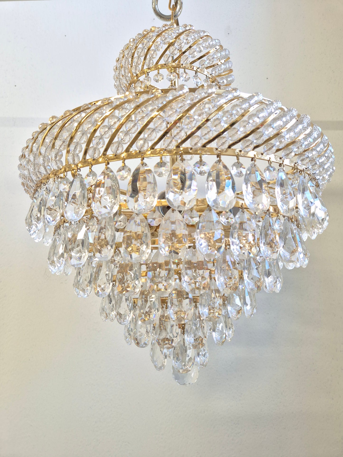 Vintage Gold Prism Chandelier Ceiling Light