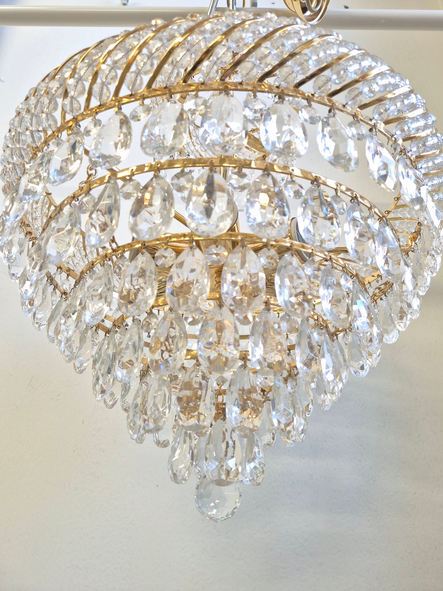 Vintage Gold Prism Chandelier Ceiling Light