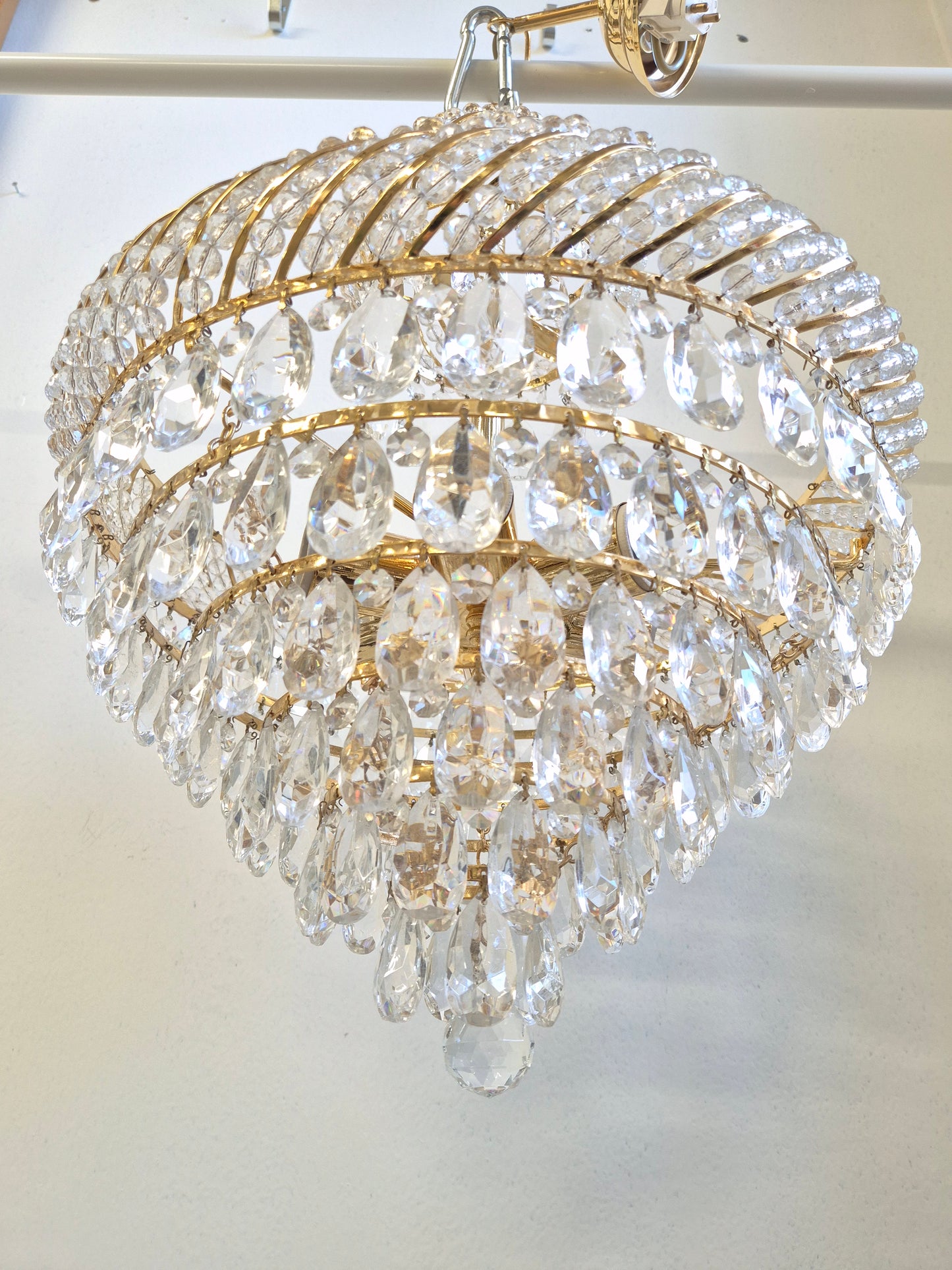 Vintage Gold Prism Chandelier Ceiling Light