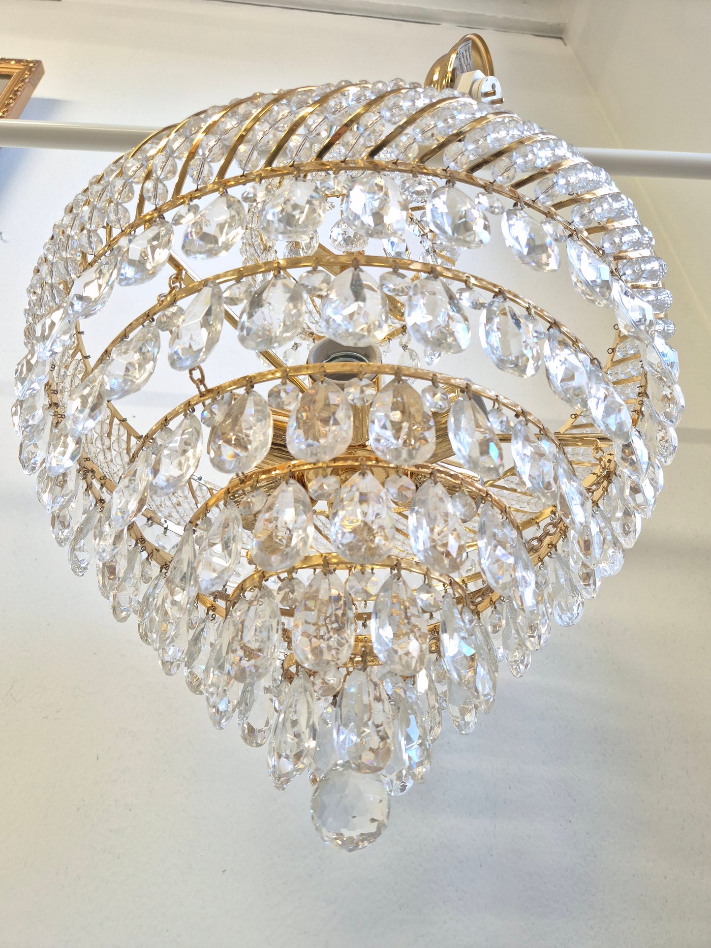 Vintage Gold Prism Chandelier Ceiling Light