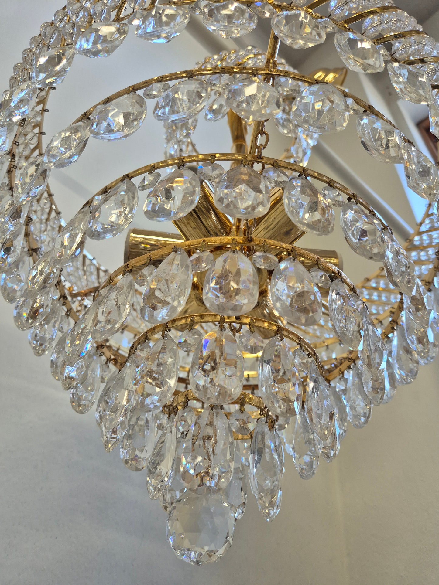 Vintage Gold Prism Chandelier Ceiling Light