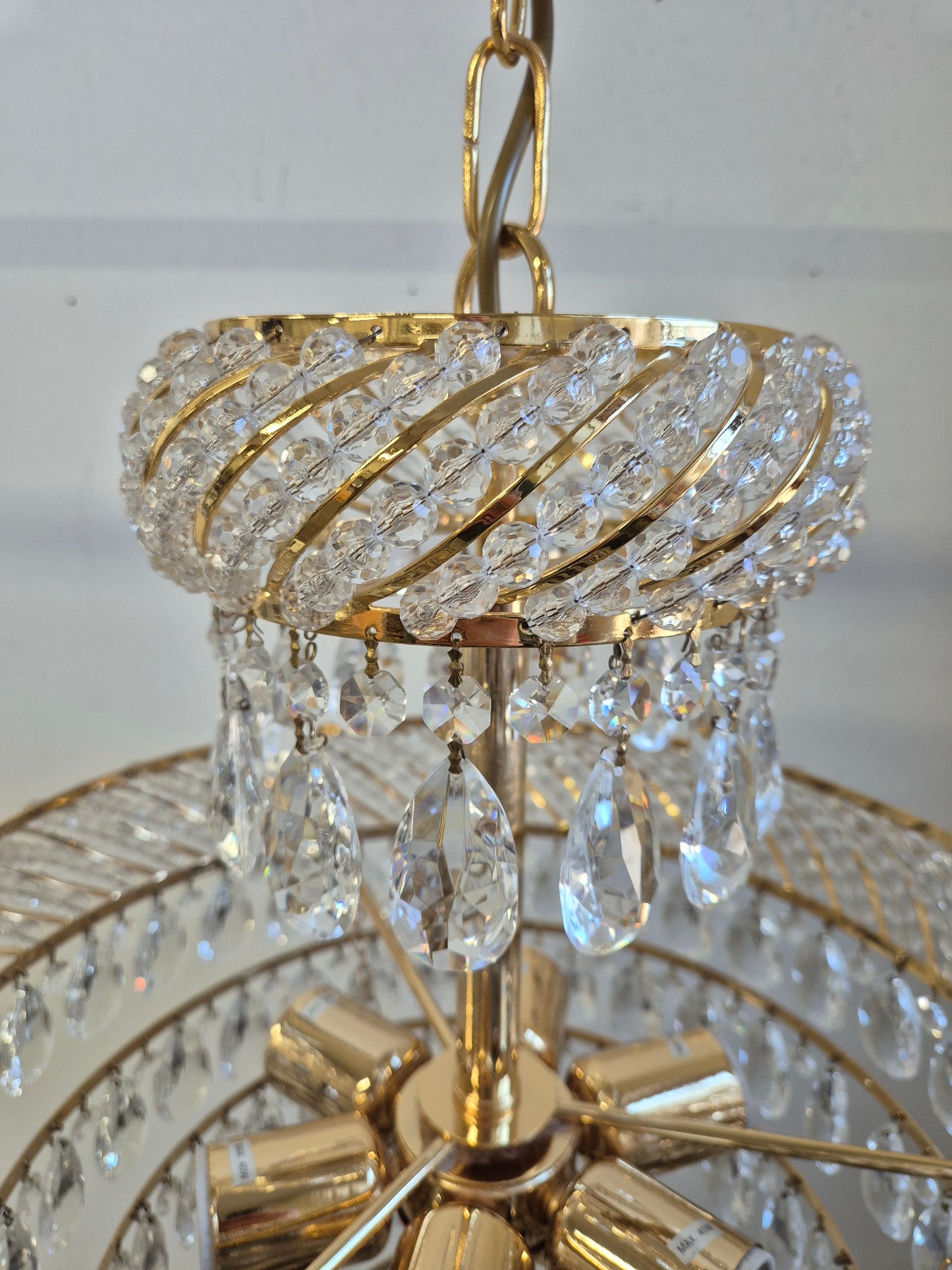 Vintage Gold Prism Chandelier Ceiling Light