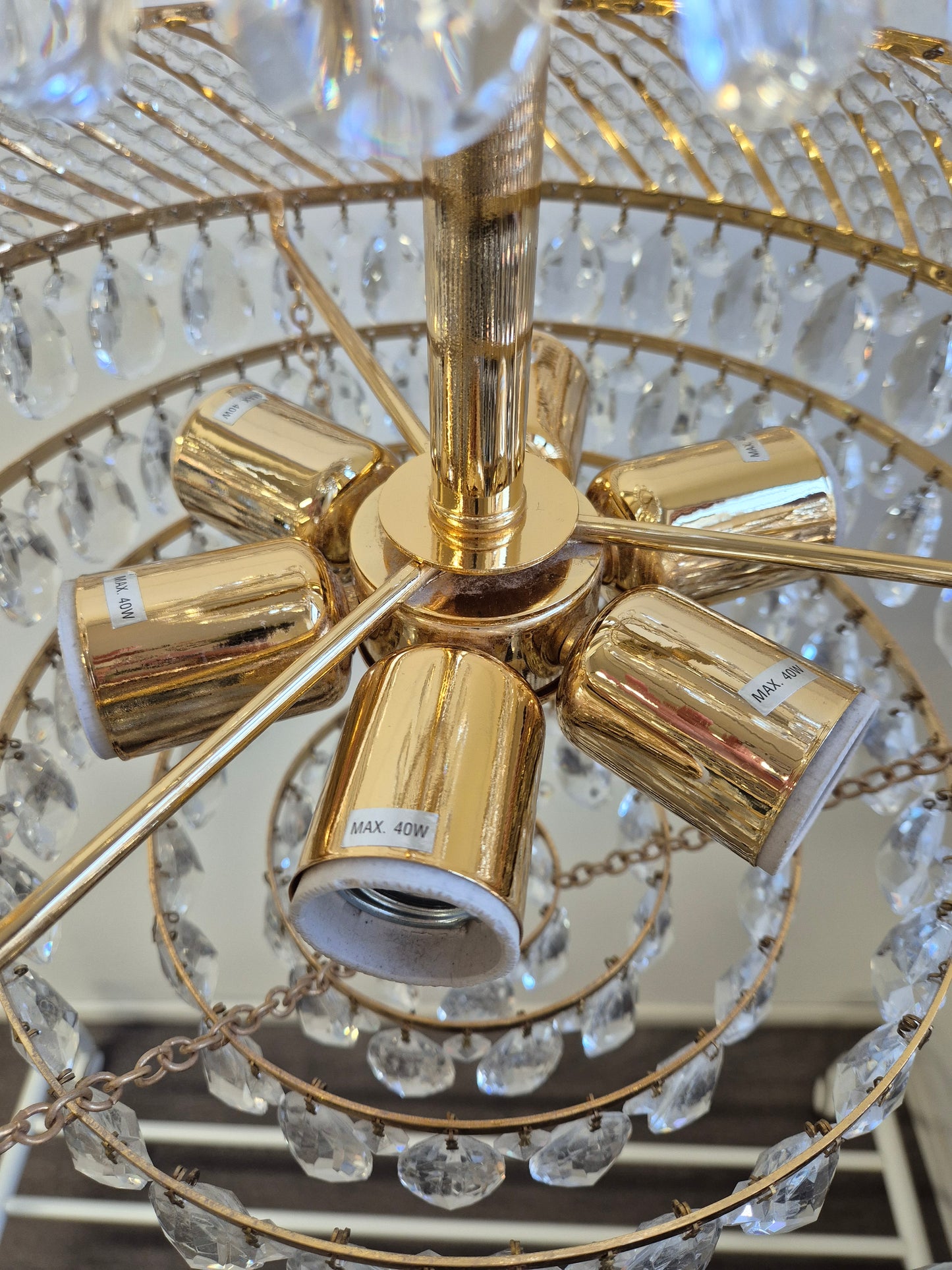 Vintage Gold Prism Chandelier Ceiling Light