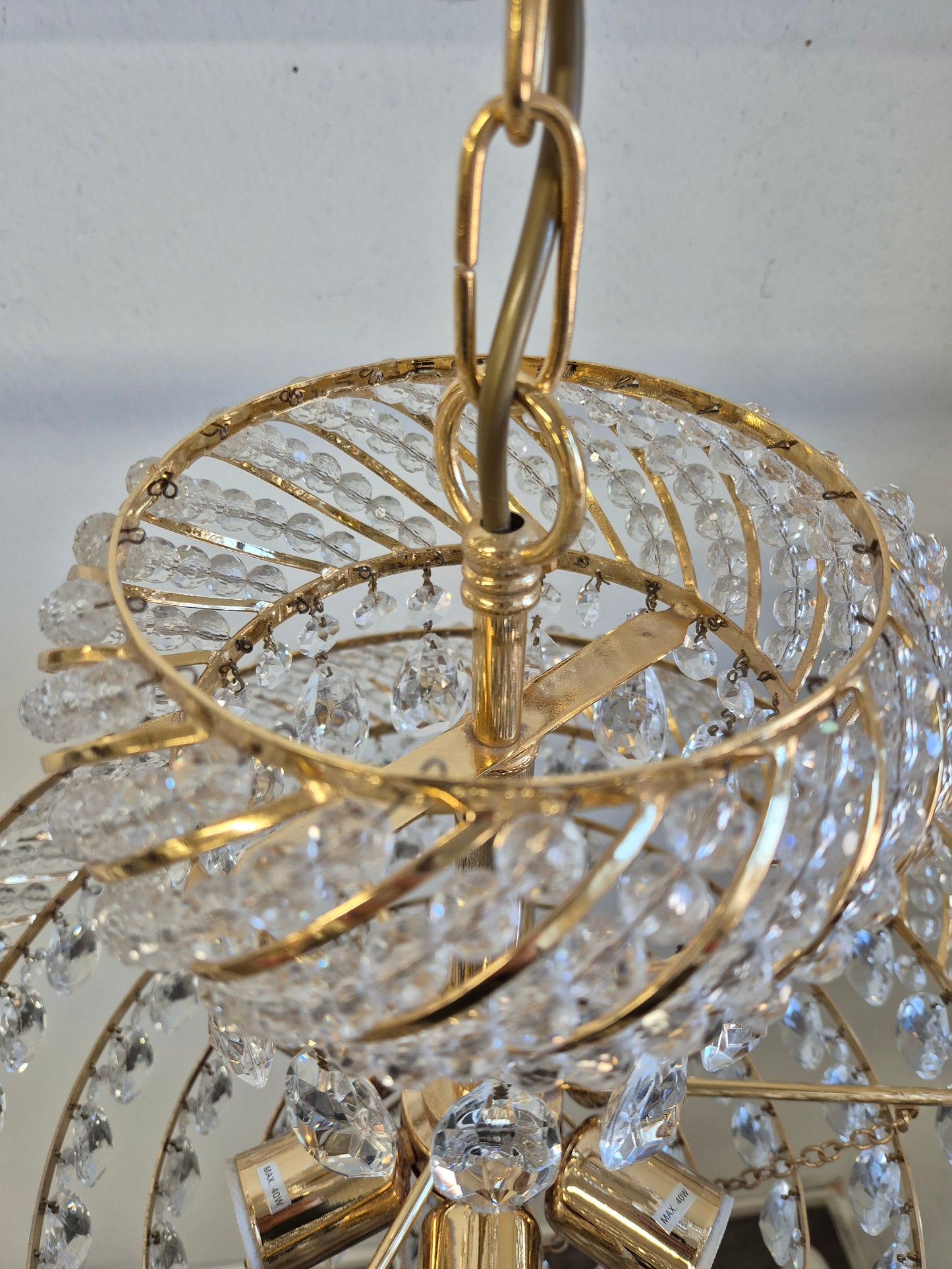 Vintage Gold Prism Chandelier Ceiling Light