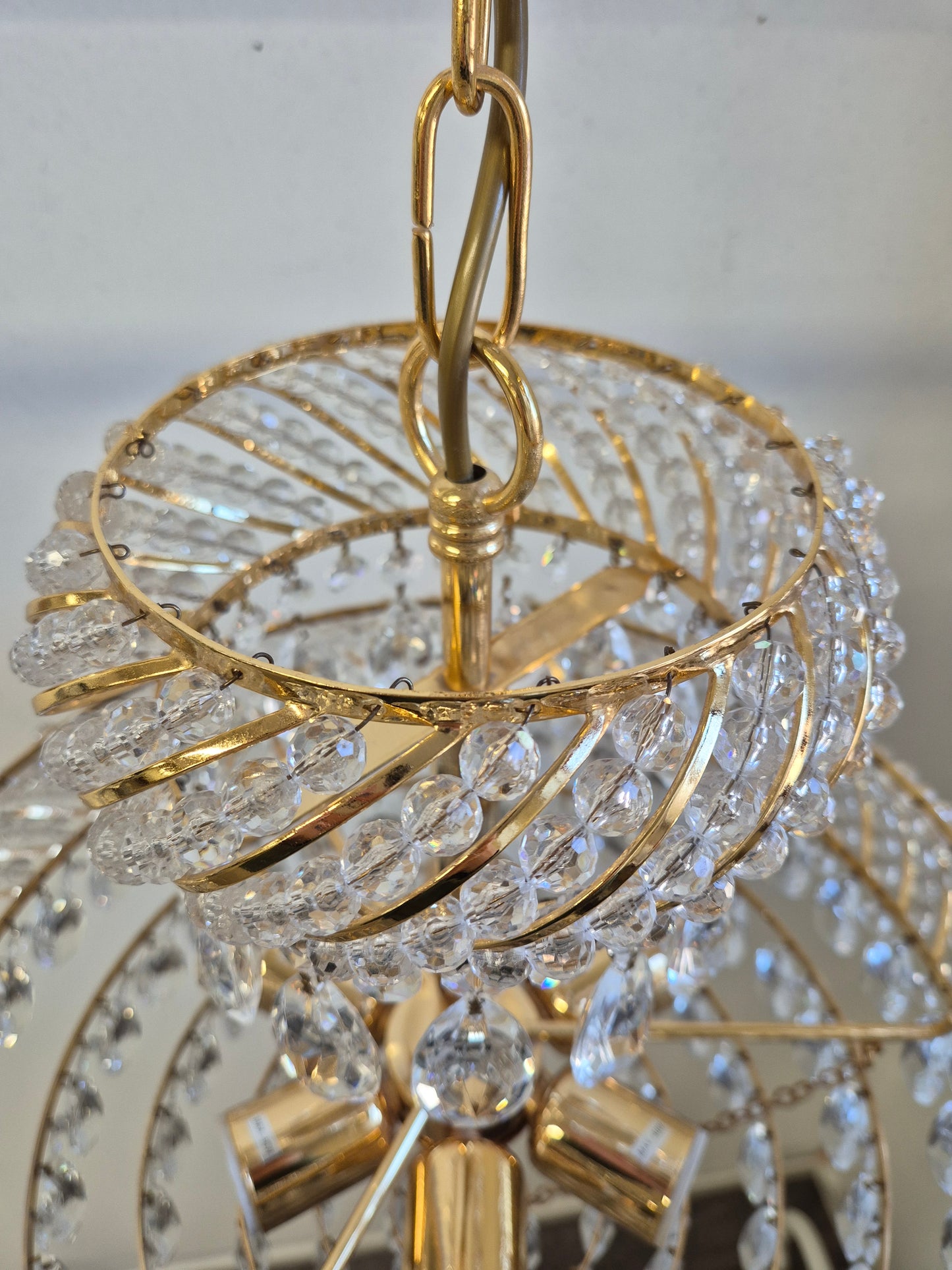 Vintage Gold Prism Chandelier Ceiling Light