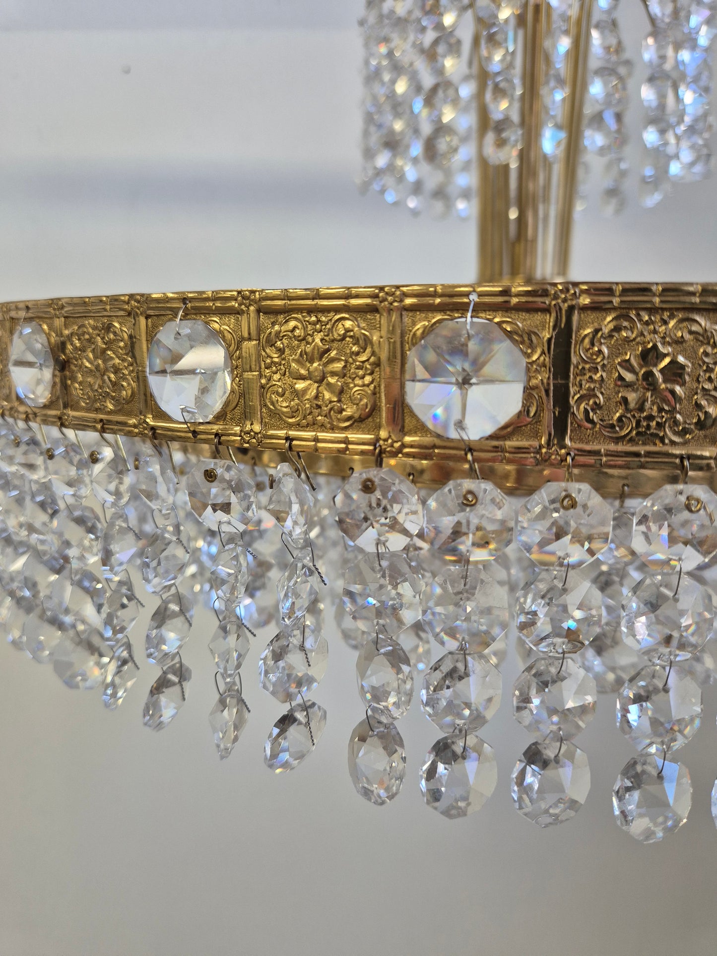 Vintage Brass and Crystal Chandelier