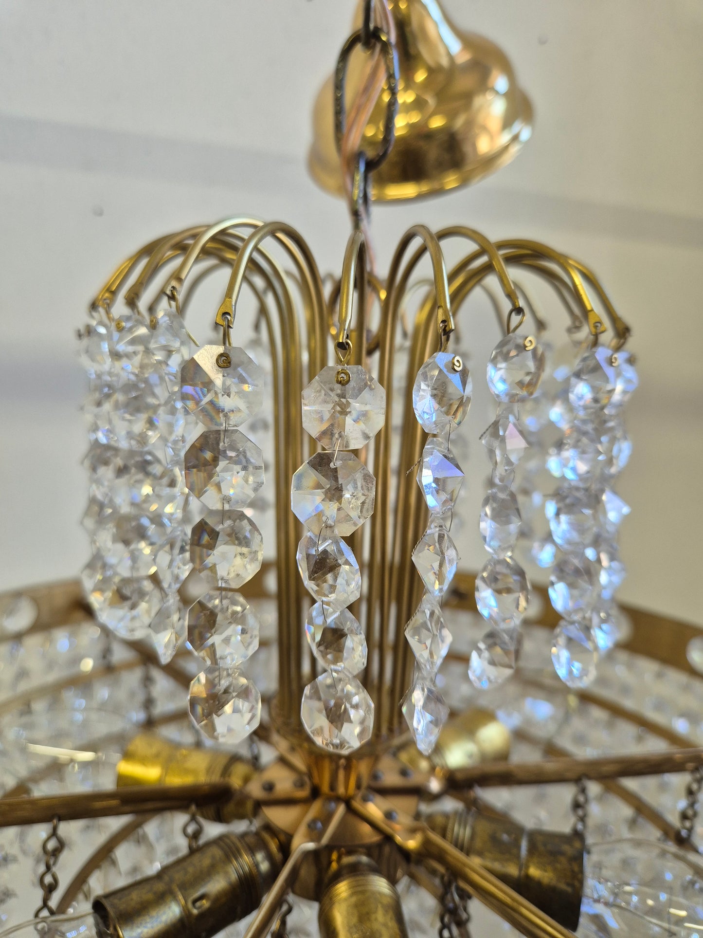 Vintage Brass and Crystal Chandelier