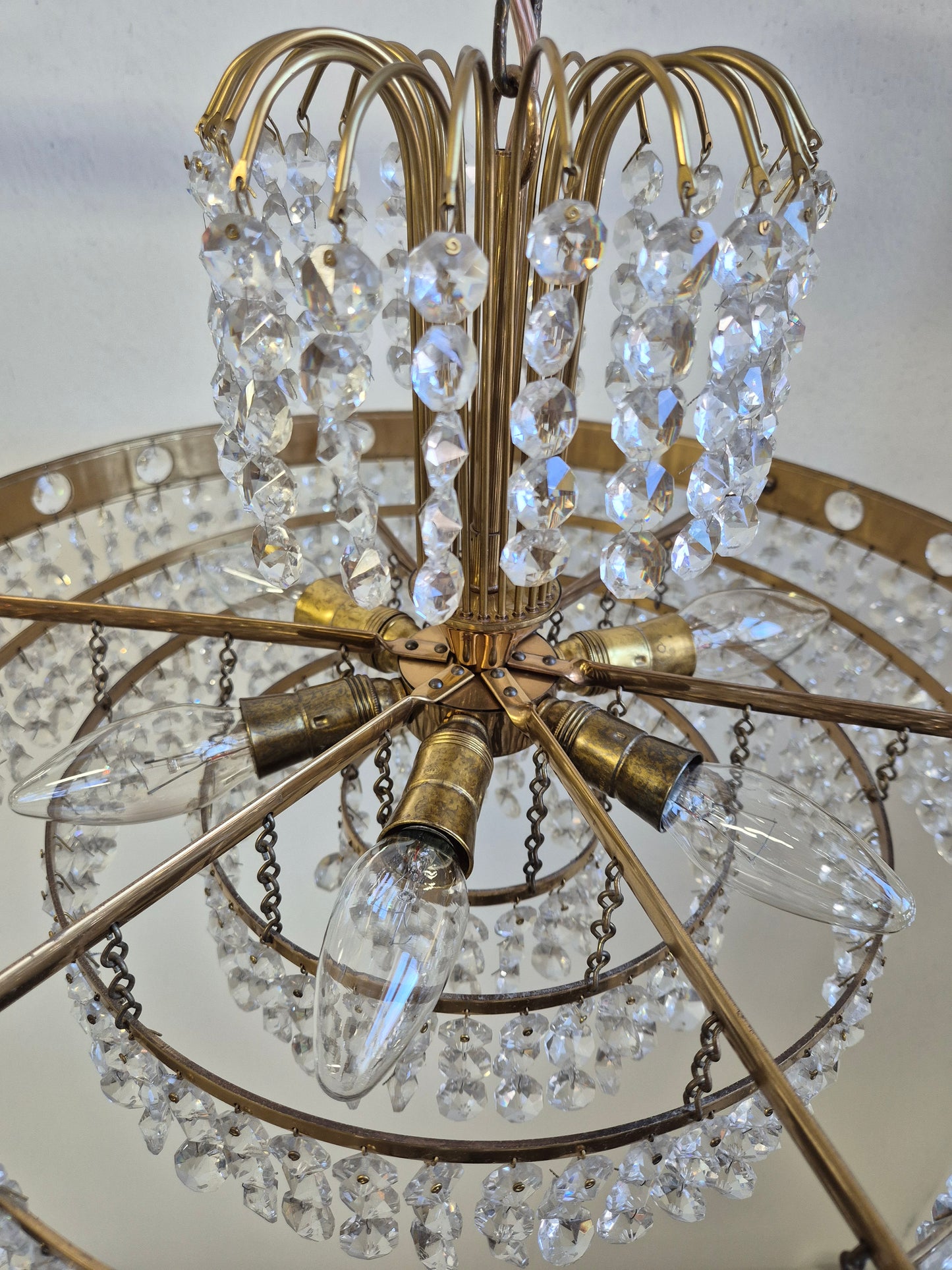 Vintage Brass and Crystal Chandelier