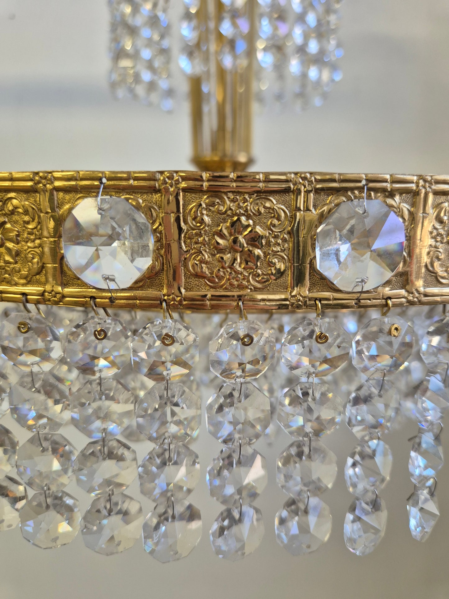Vintage Brass and Crystal Chandelier