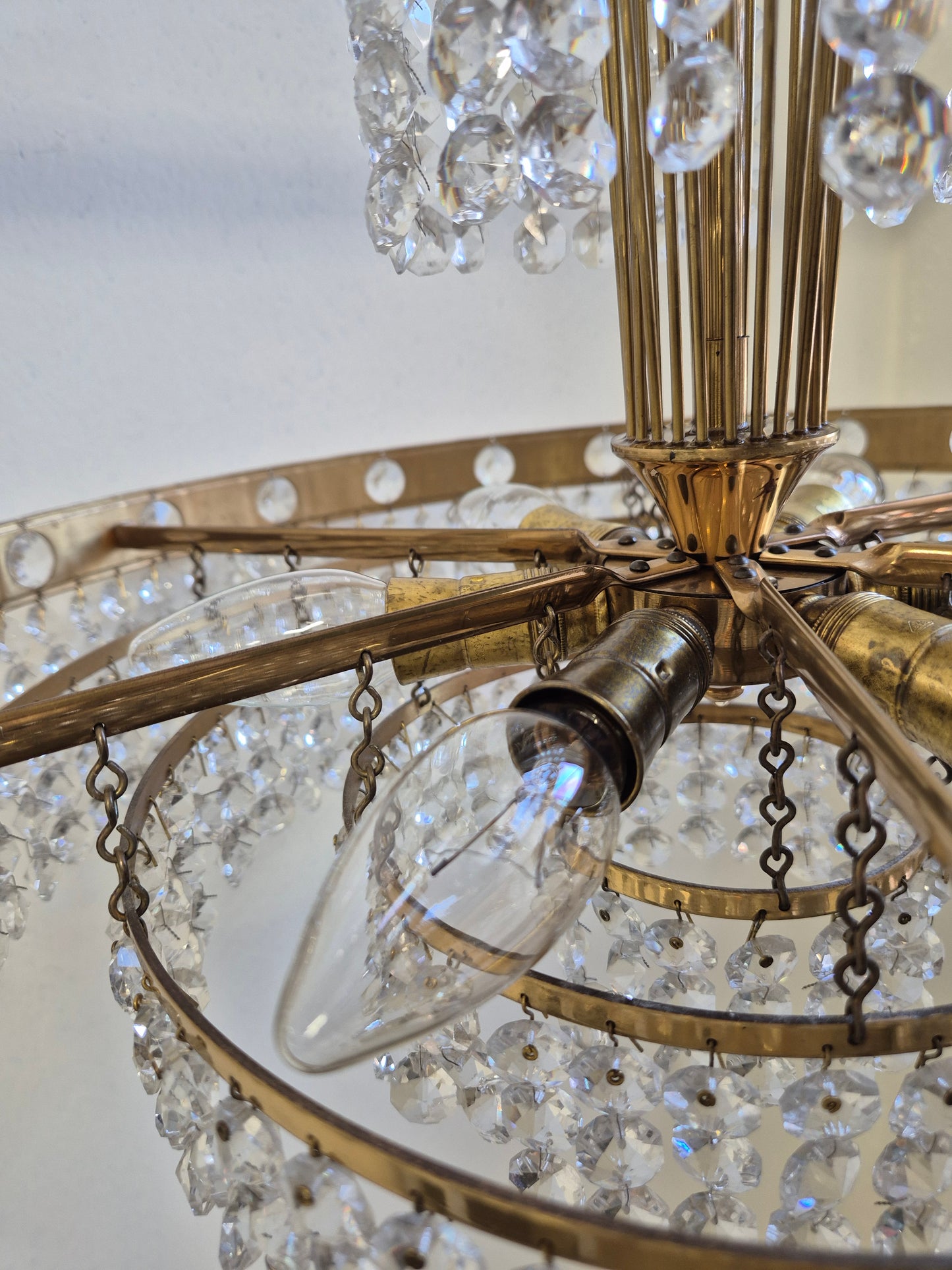 Vintage Brass and Crystal Chandelier