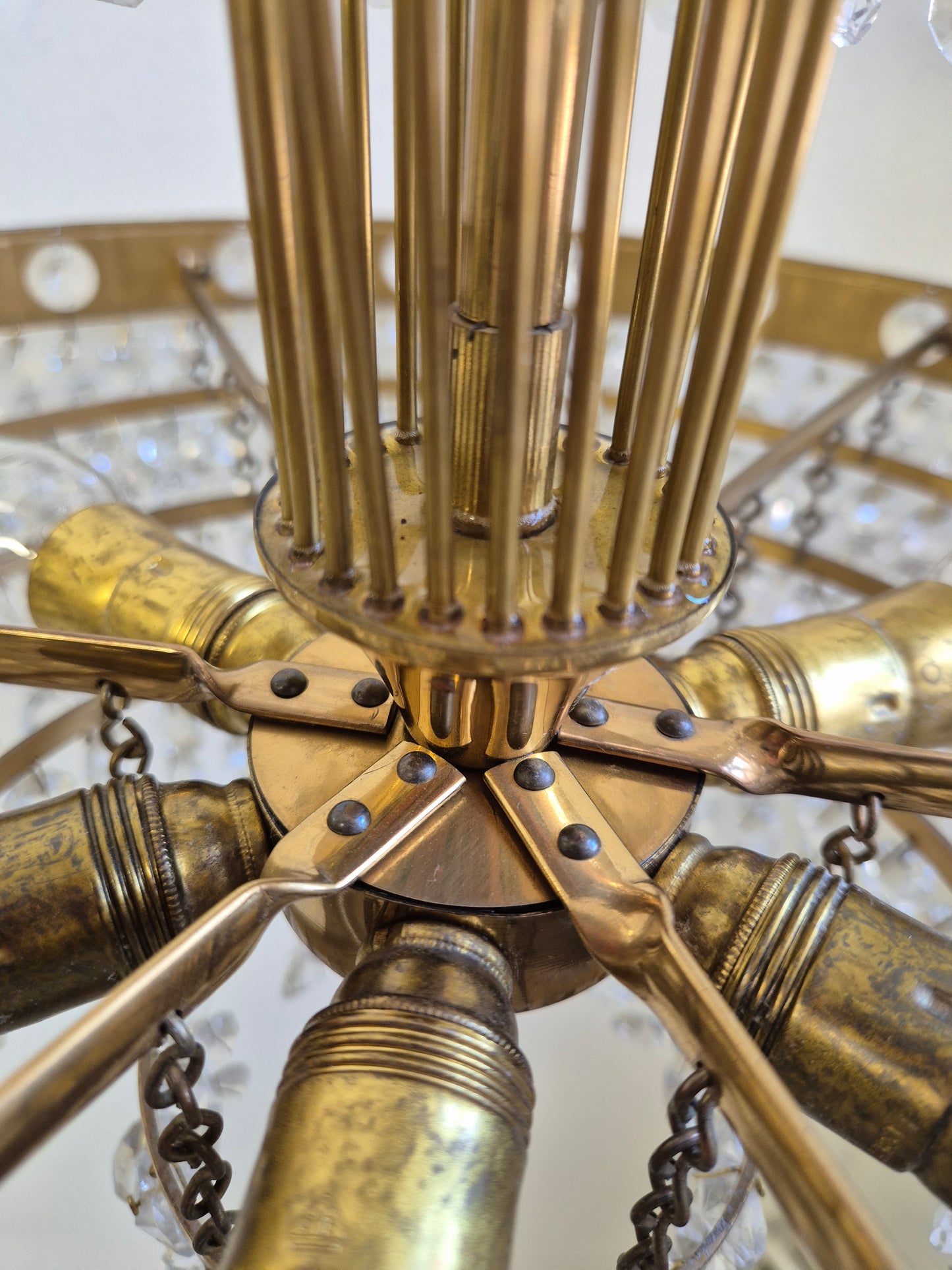 Vintage Brass and Crystal Chandelier