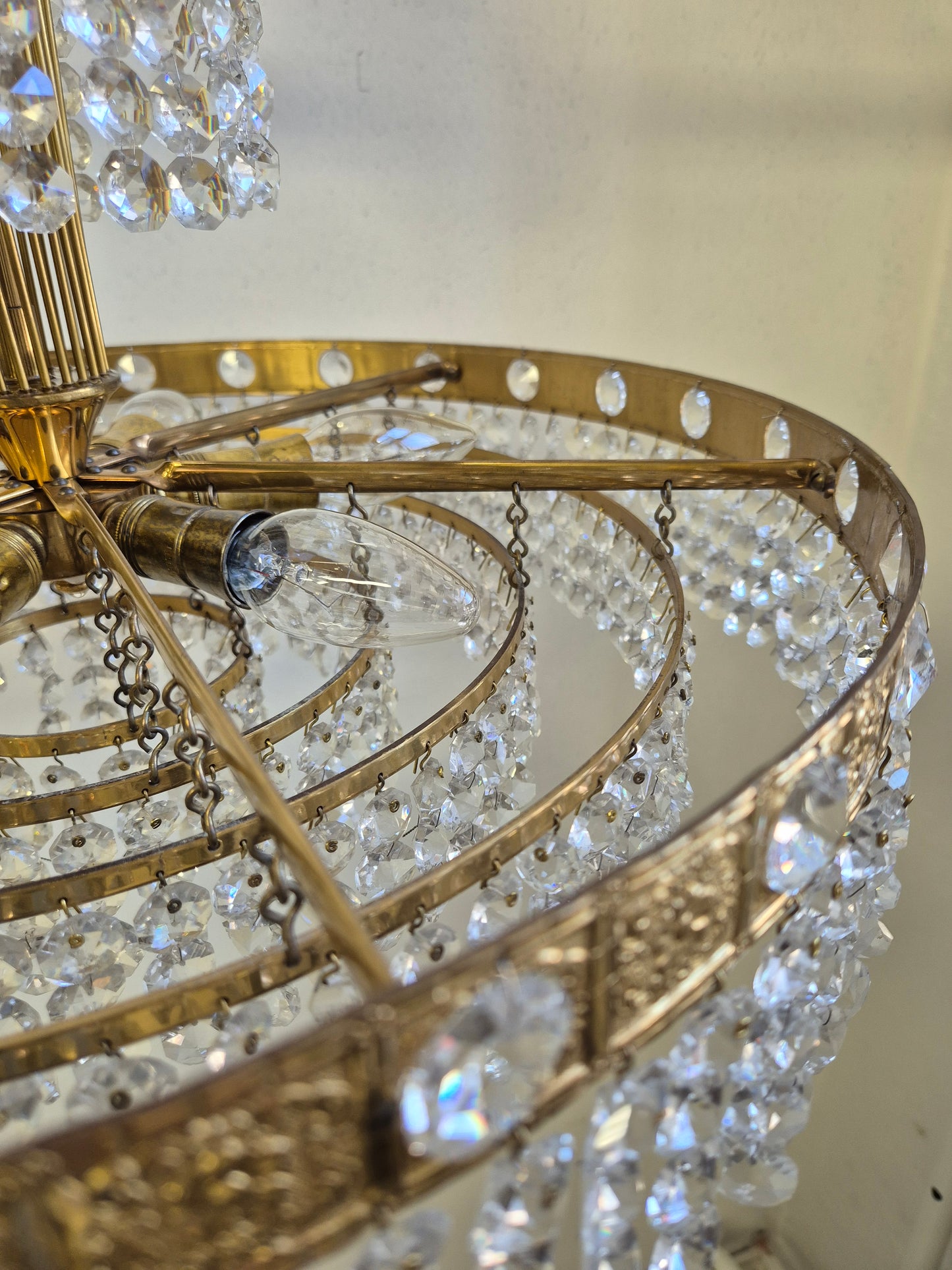 Vintage Brass and Crystal Chandelier