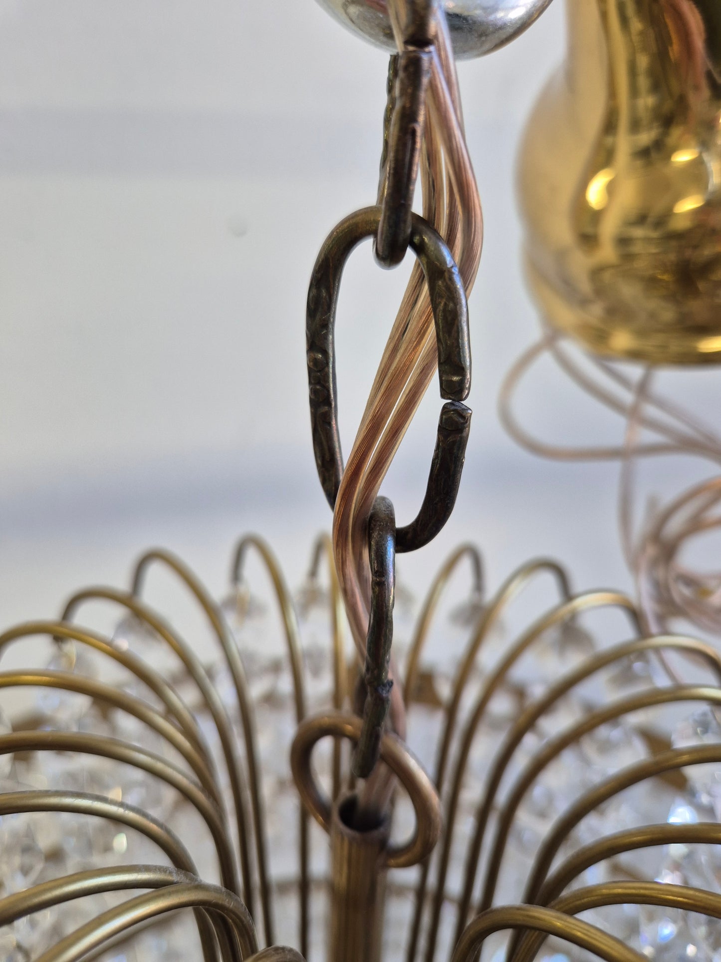 Vintage Brass and Crystal Chandelier