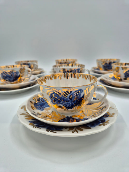 7 Lomonosov Golden Garden Tea Cup Set