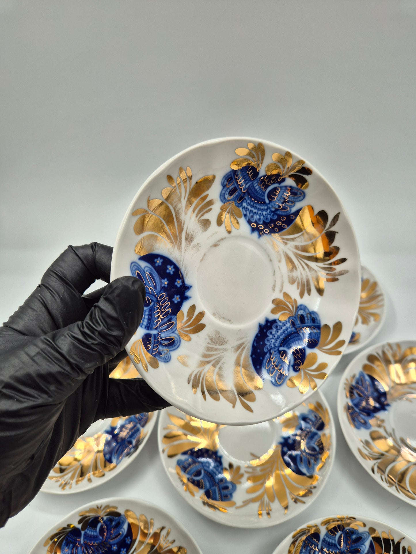 7 Lomonosov Golden Garden Tea Cup Set